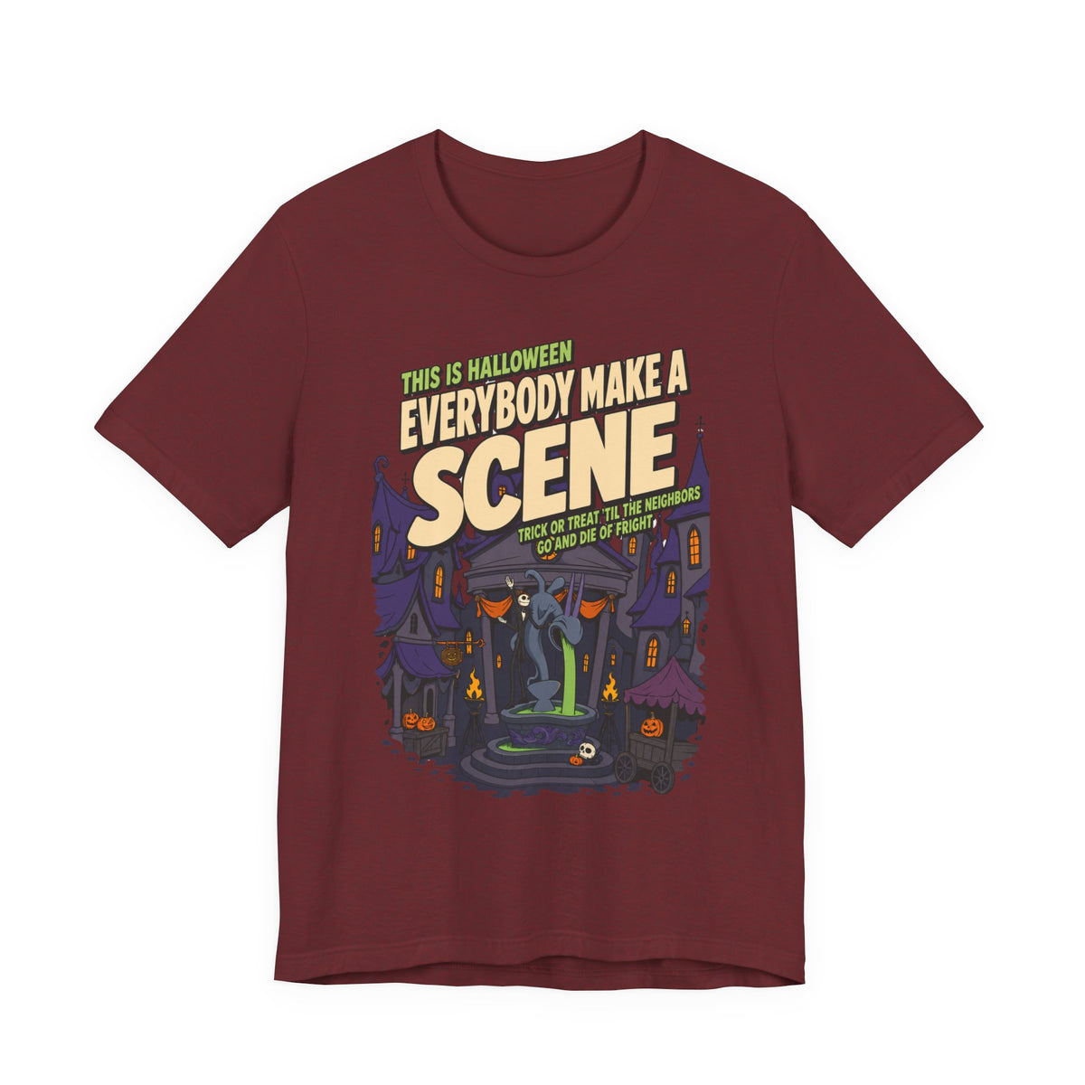 Nightmare Before Christmas Halloween Town T Shirt, shirt color and fit view 3
