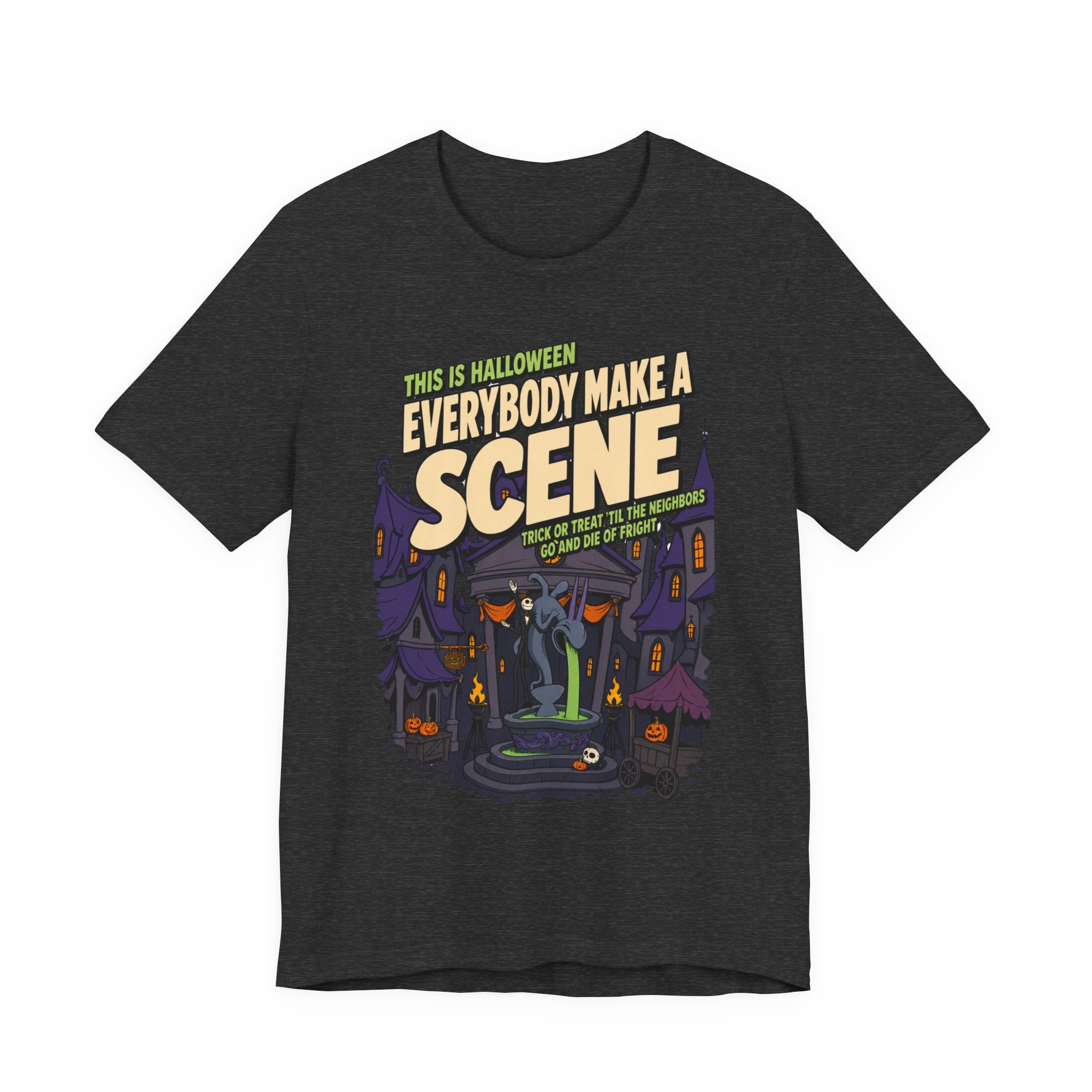 Nightmare Before Christmas Halloween Town T Shirt, shirt color and fit view 6