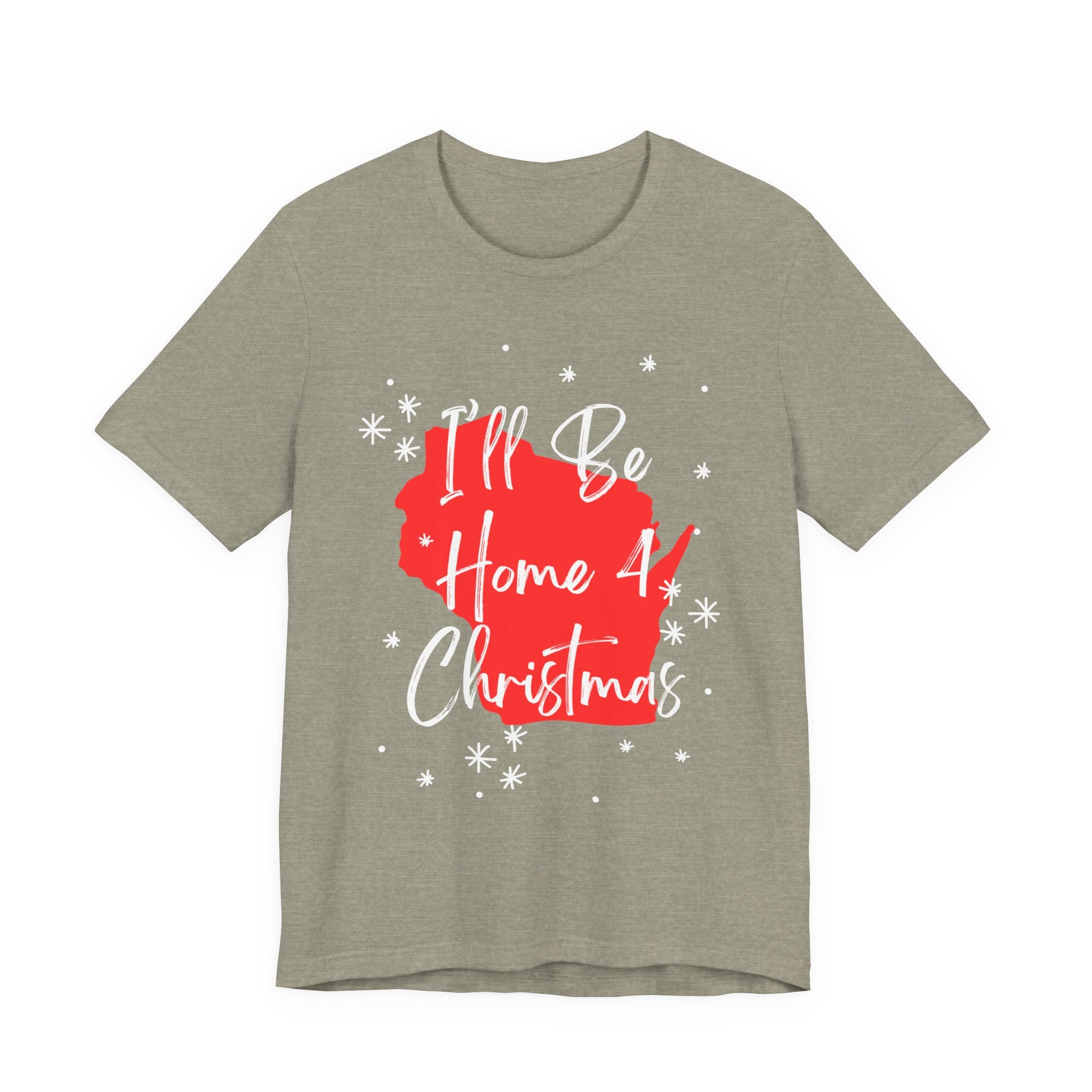 Wisconsin, I'll Be Home For Christmas T Shirt, shirt color and fit view 3