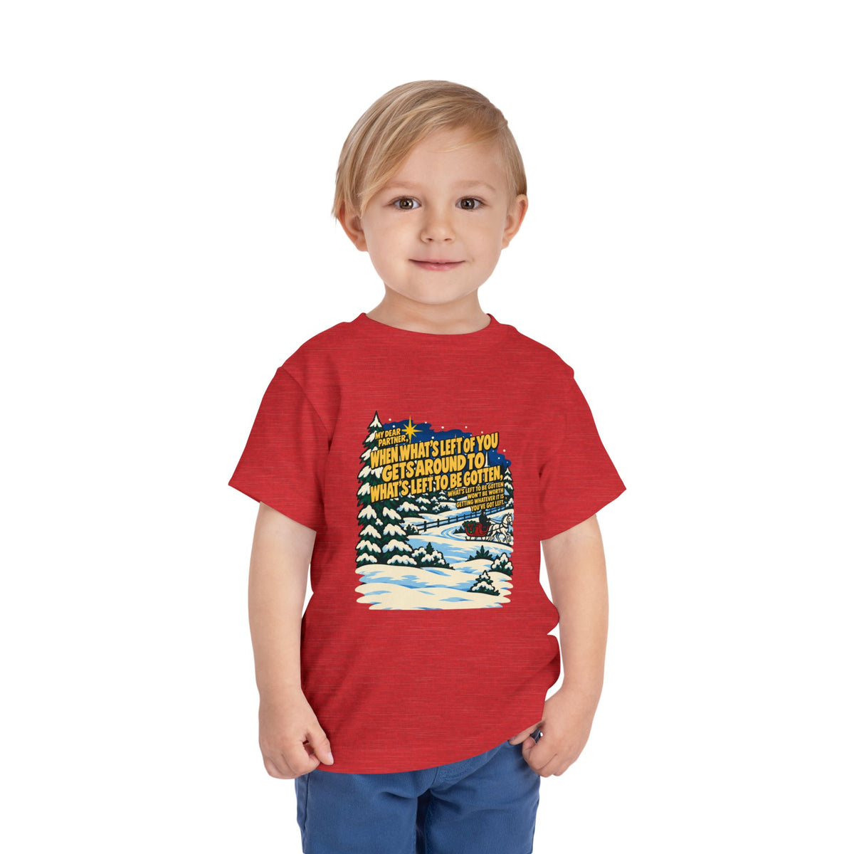 Toddler White Christmas Quote T-Shirt, apparel product mockup 11