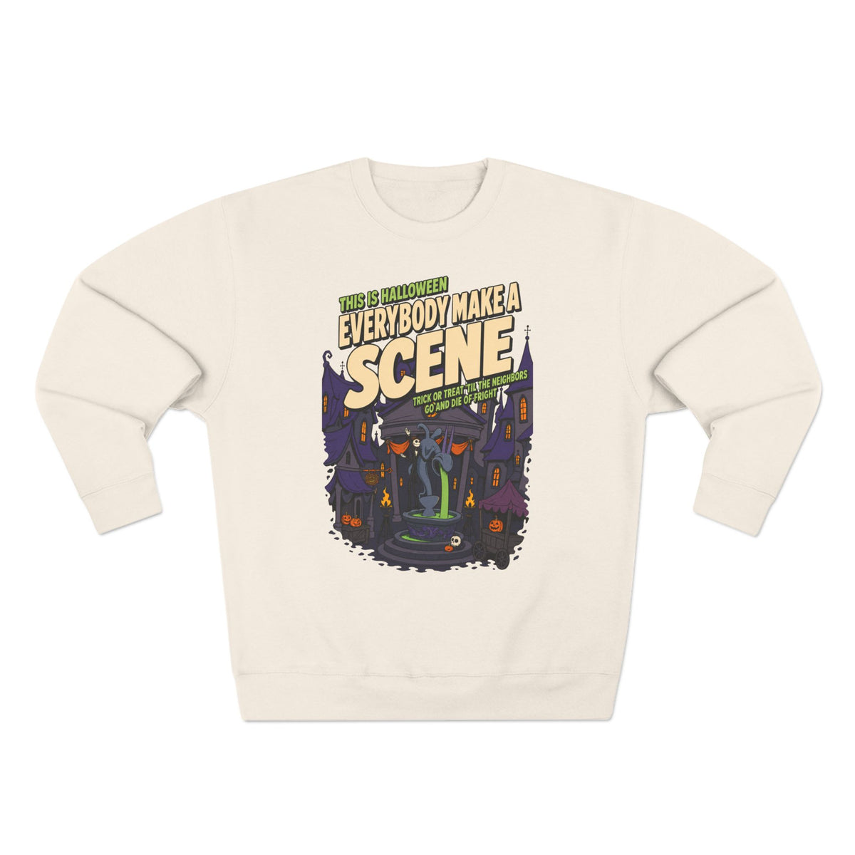 Nightmare Before Christmas Halloween Town Sweatshirt, sweatshirt color and fit view 4