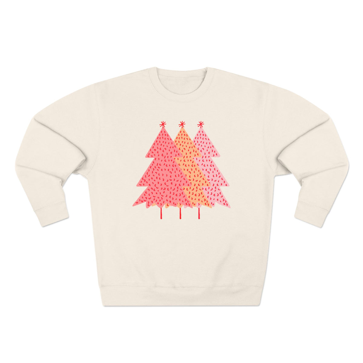 Simple Pink Pine Trees Sweatshirt, sweatshirt color and fit view 4