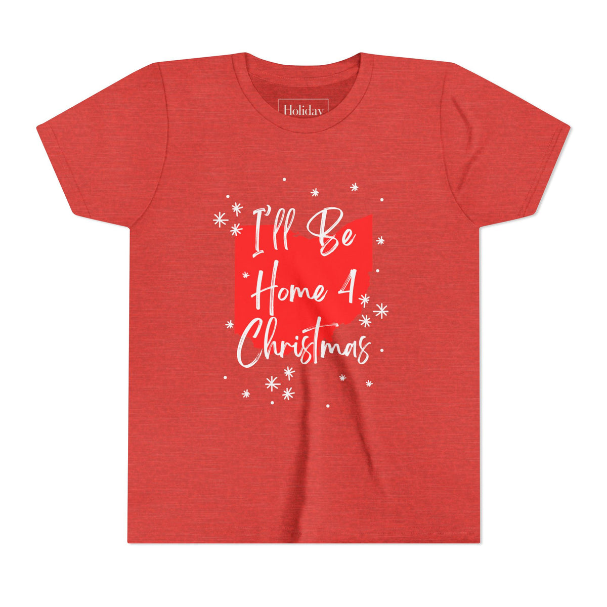 Youth Ohio, I'll Be Home For Christmas T Shirt, youth shirt color and fit view 6