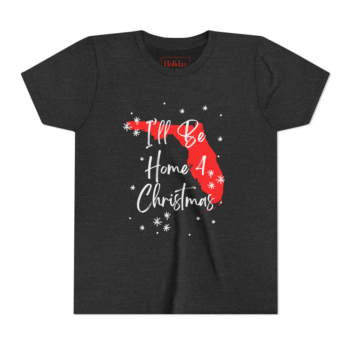 Youth Florida, I'll Be Home For Christmas T Shirt, youth shirt color and fit view 3