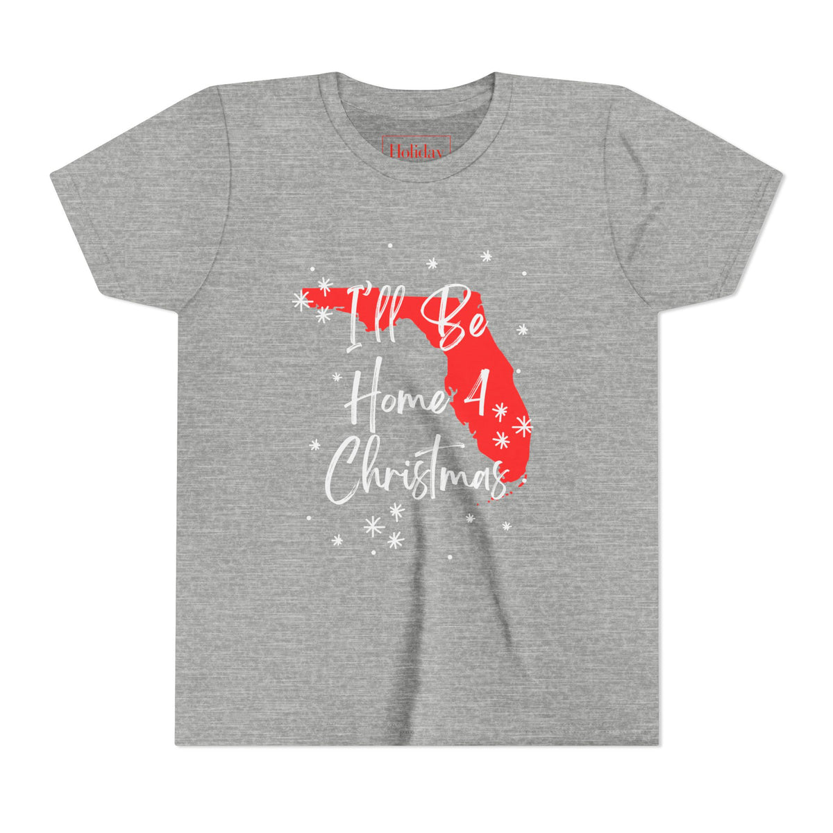 Youth Florida, I'll Be Home For Christmas T Shirt, youth shirt color and fit view 2