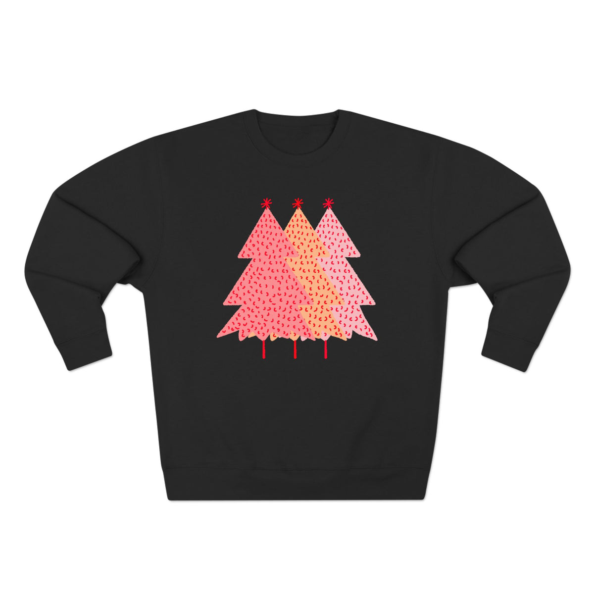 Simple Pink Pine Trees Sweatshirt, sweatshirt color and fit view 3
