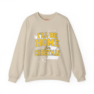 Michigan, I'll Be Home for Christmas Maize & Blue Crewneck Sweatshirt
