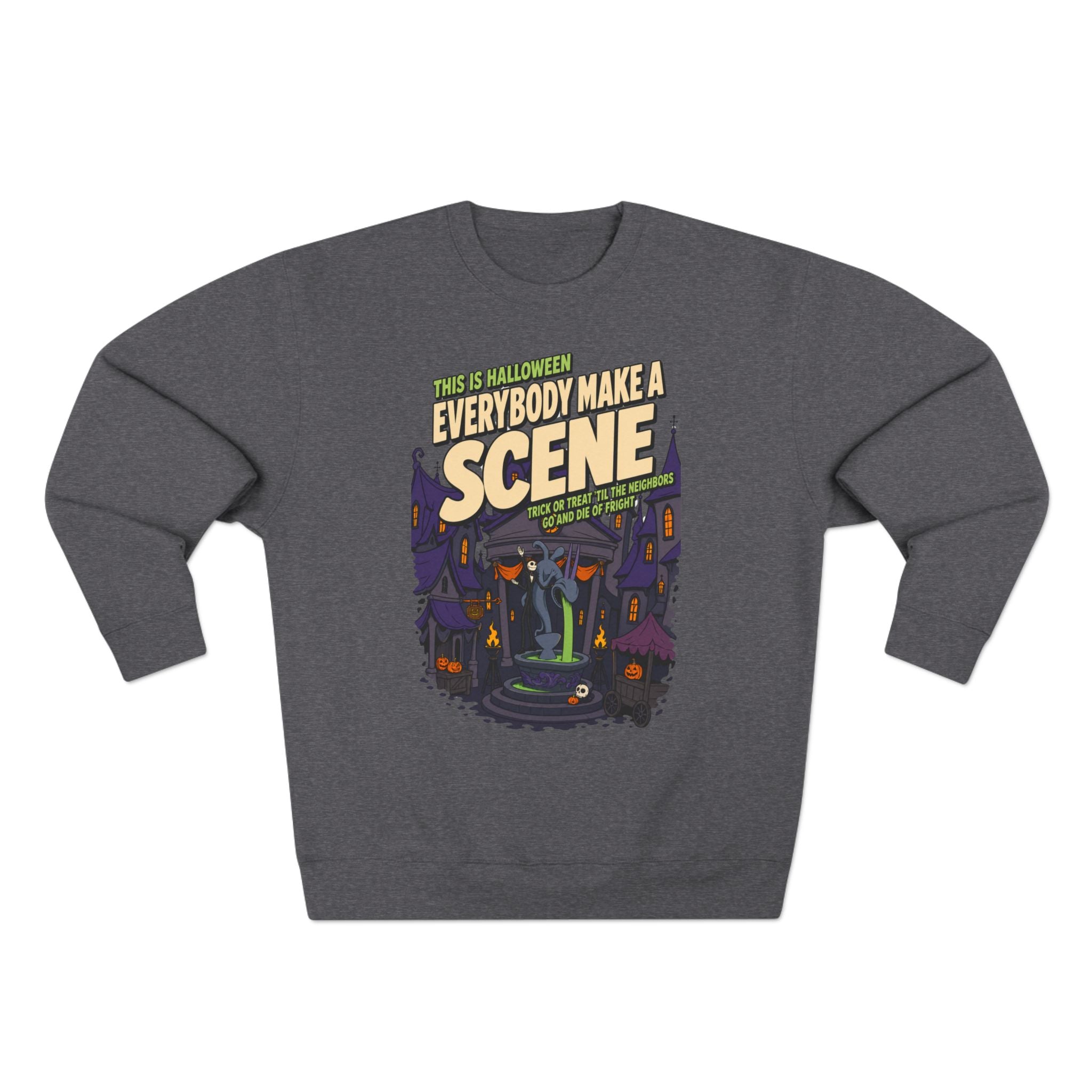 Nightmare Before Christmas Halloween Town Sweatshirt, sweatshirt color and fit view 2