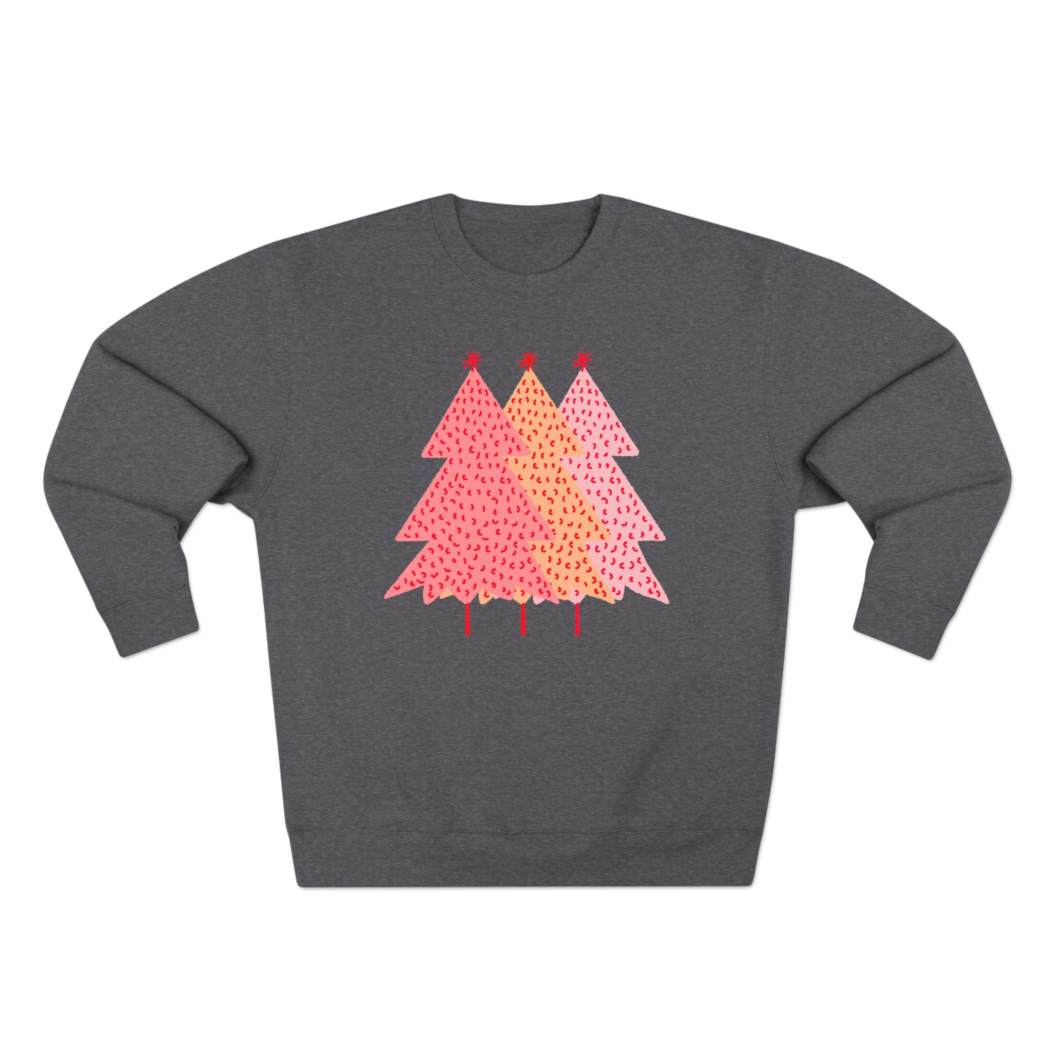 Simple Pink Pine Trees Sweatshirt, sweatshirt color and fit view 2
