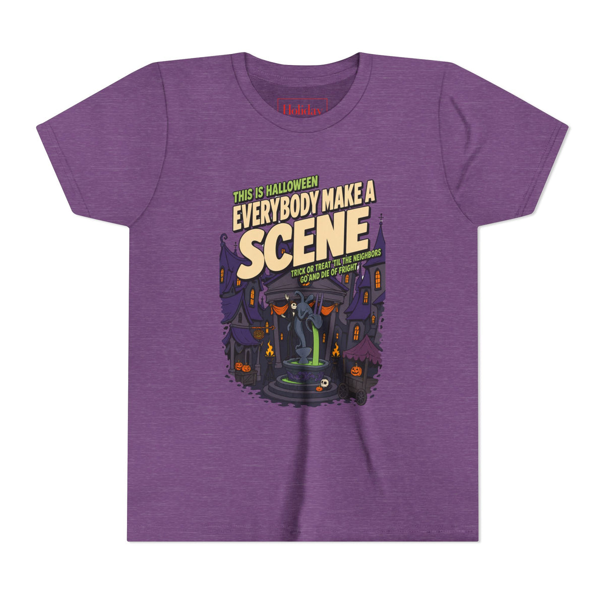 Youth Nightmare Before Christmas Halloween Town T Shirt, youth shirt color and fit view 5