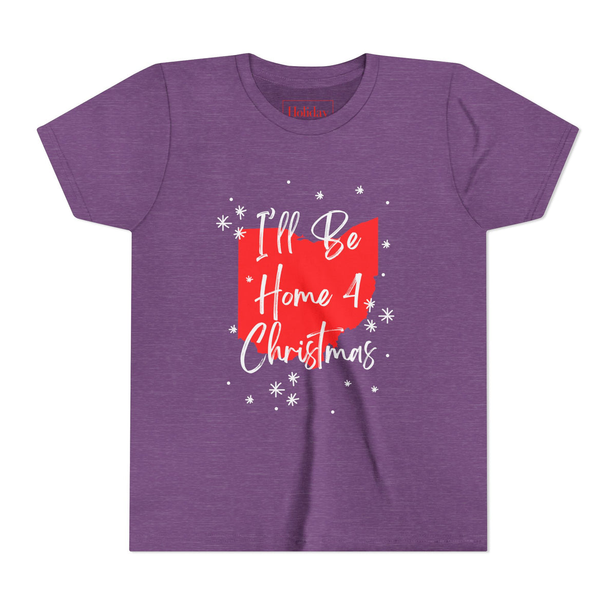 Youth Ohio, I'll Be Home For Christmas T Shirt, youth shirt color and fit view 5