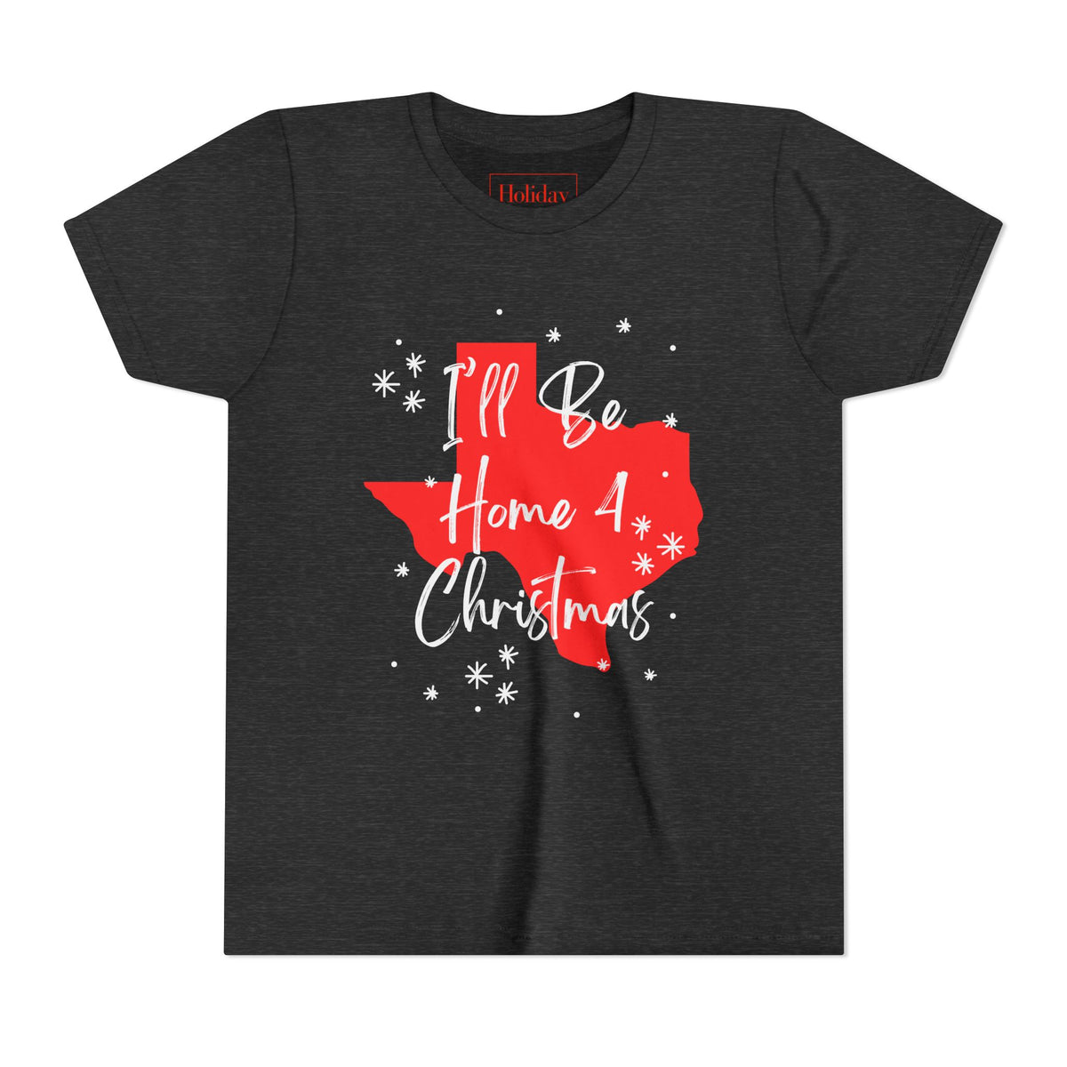 Youth Texas, I'll Be Home For Christmas T Shirt, youth shirt color and fit view 3