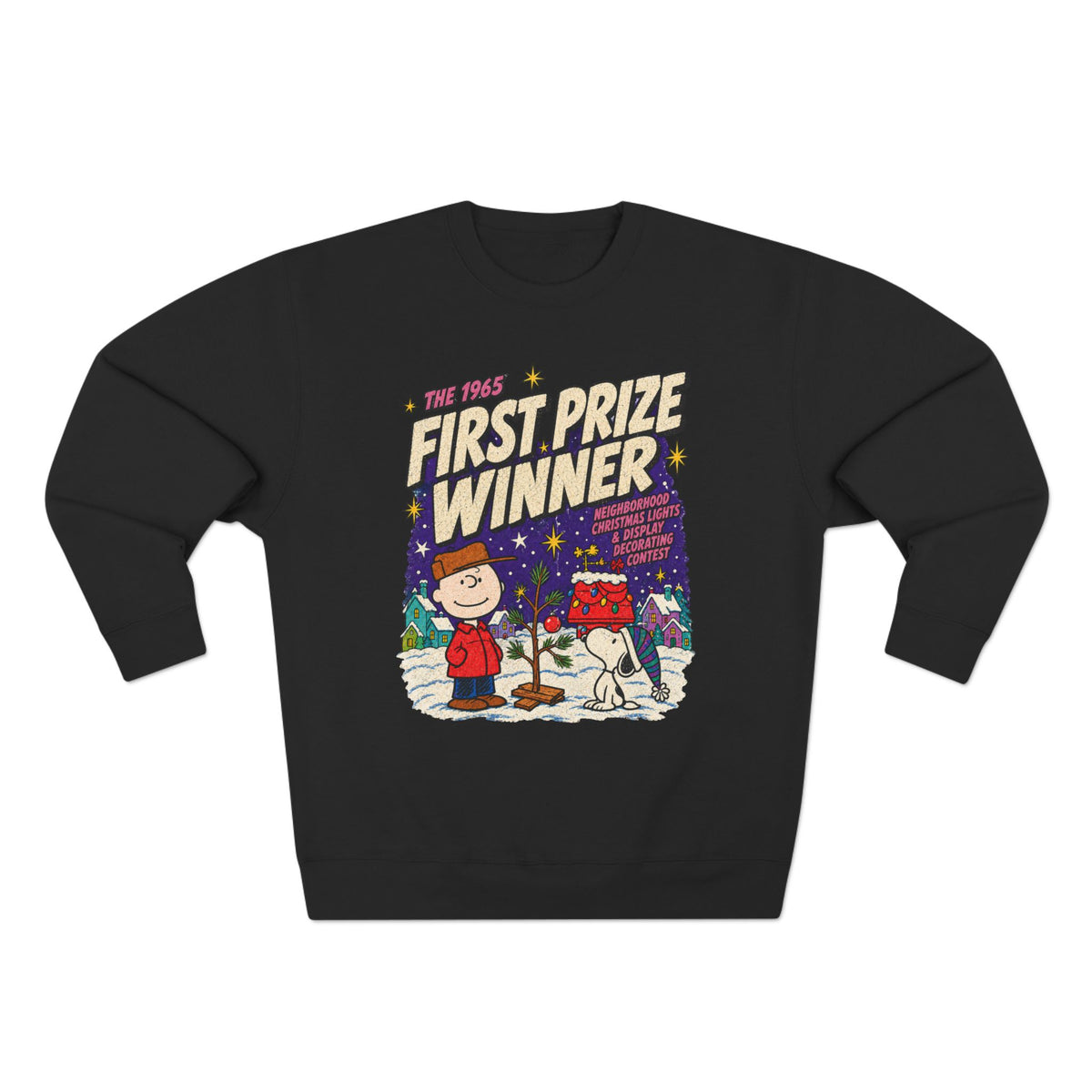 Charlie Brown Christmas Light Contest Winner, sweatshirt color and fit view 3