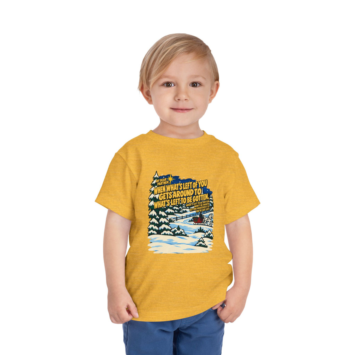 Toddler White Christmas Quote T-Shirt, apparel product mockup 14
