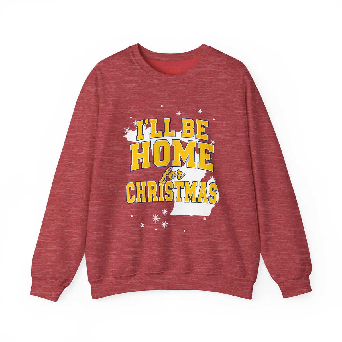 Michigan, I'll Be Home for Christmas Maize & Blue Crewneck Sweatshirt