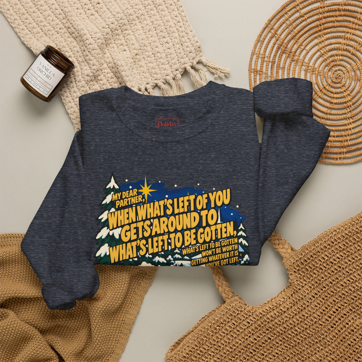 White Christmas Quote Crewneck Sweatshirt, apparel product mockup 8