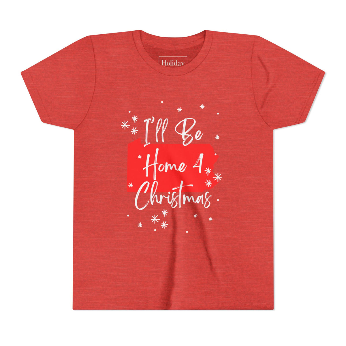 Youth Pennsylvania, I'll Be Home For Christmas T Shirt, youth shirt color and fit view 6