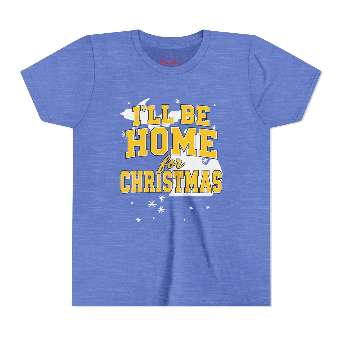 Youth Michigan I'll Be Home For Christmas Maize & Blue T-Shirt