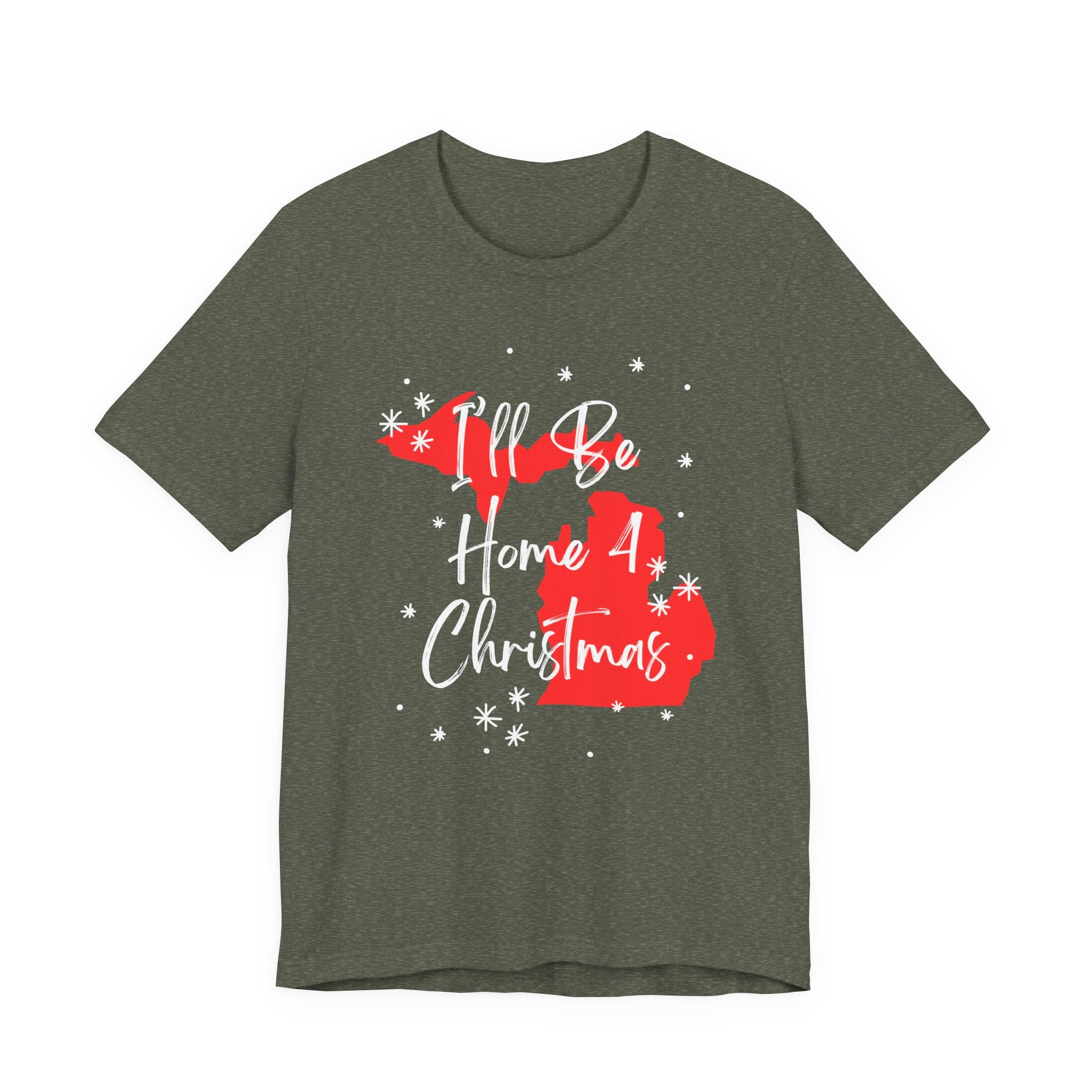 I'll Be Home For Christmas Michigan T Shirt, shirt color and fit view 9