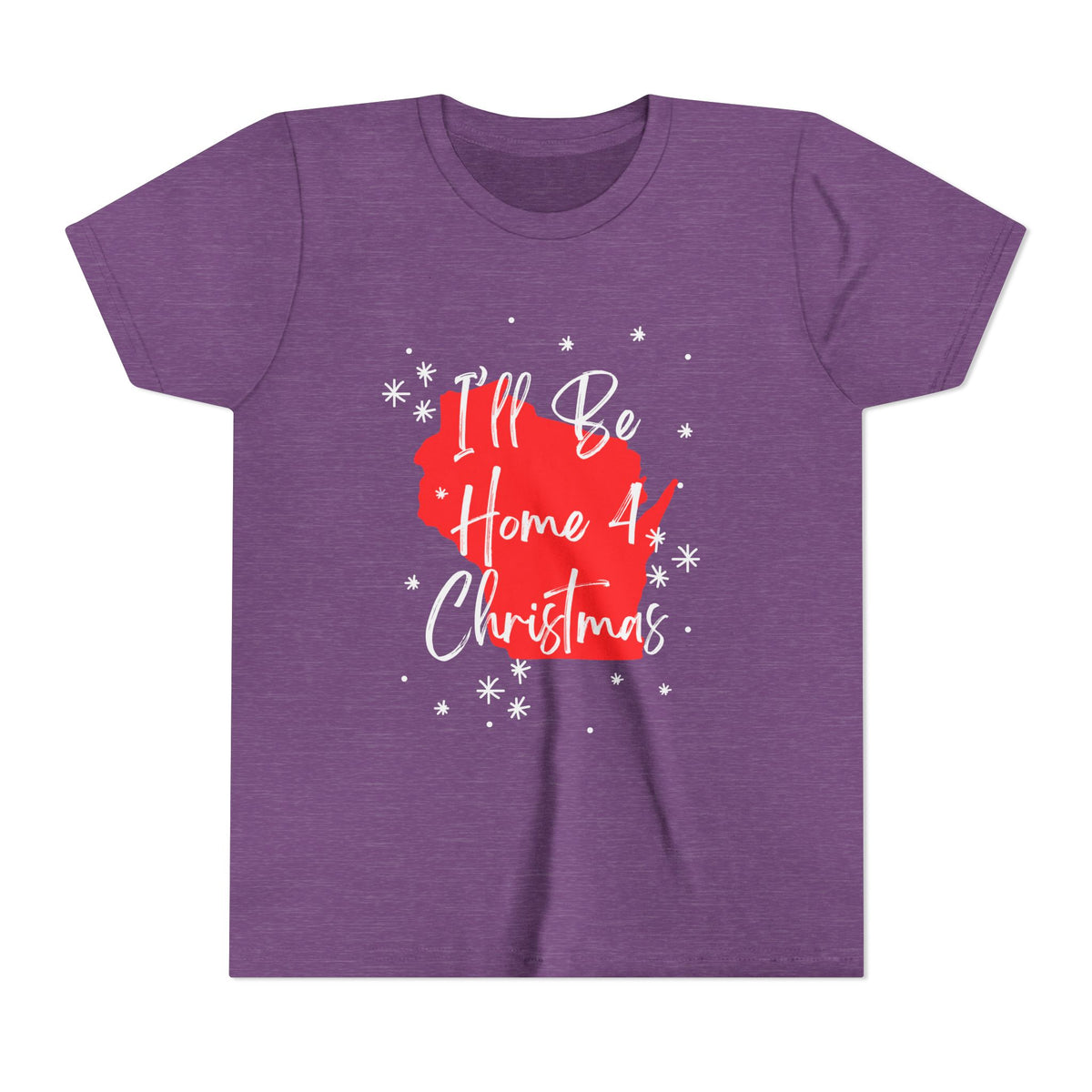 Youth Wisconsin, I'll Be Home For Christmas T Shirt by Holiday Fun, alternate product view 5