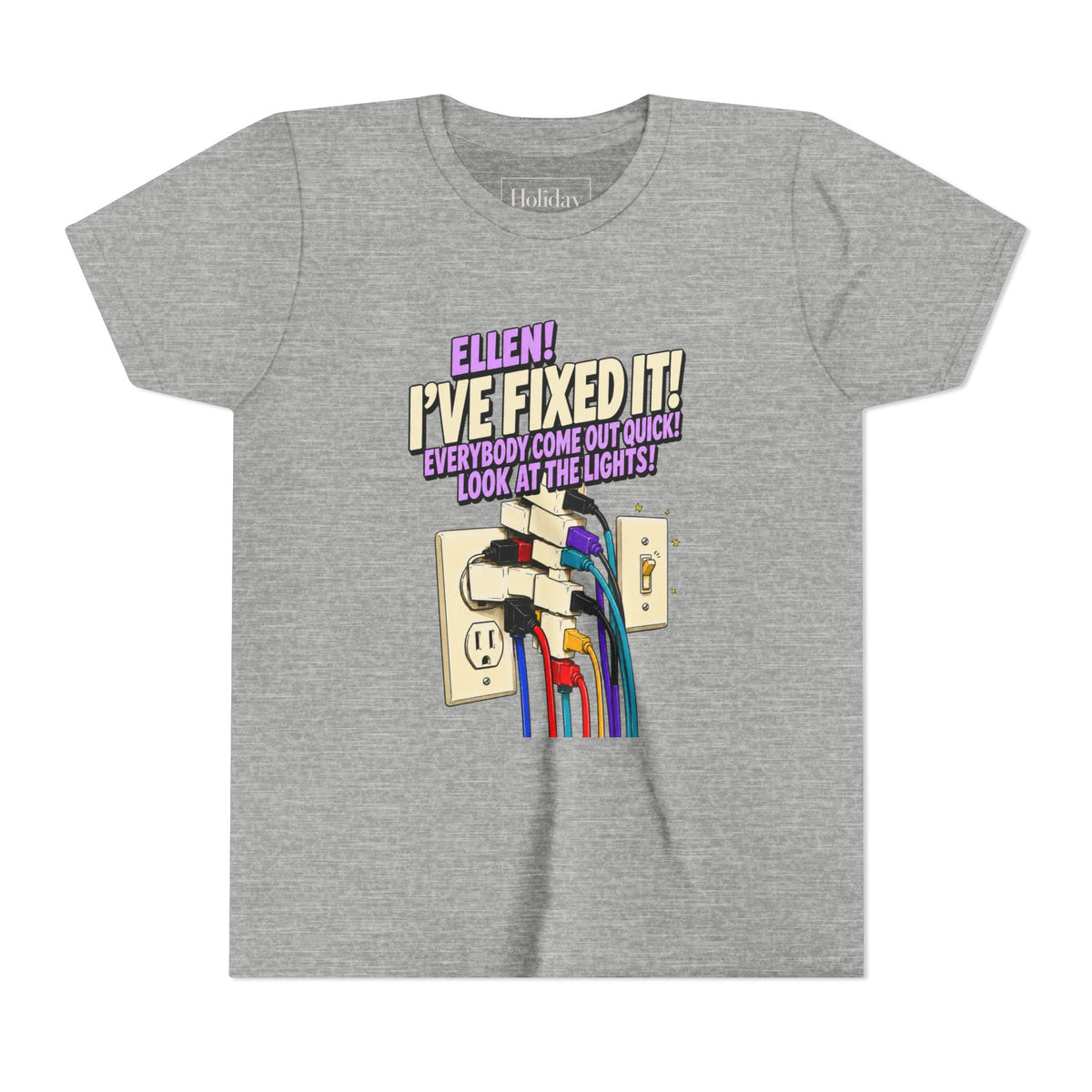 Youth "Ellen! I’ve Fixed It!" Funny Christmas Vacation T Shirt, youth shirt color and fit view 4