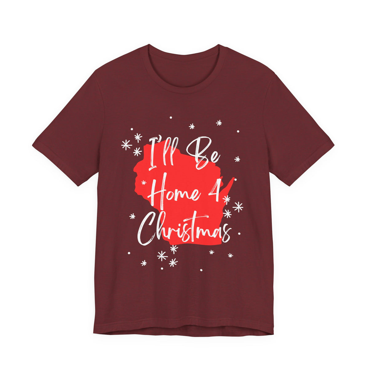 Wisconsin, I'll Be Home For Christmas T Shirt, shirt color and fit view 2