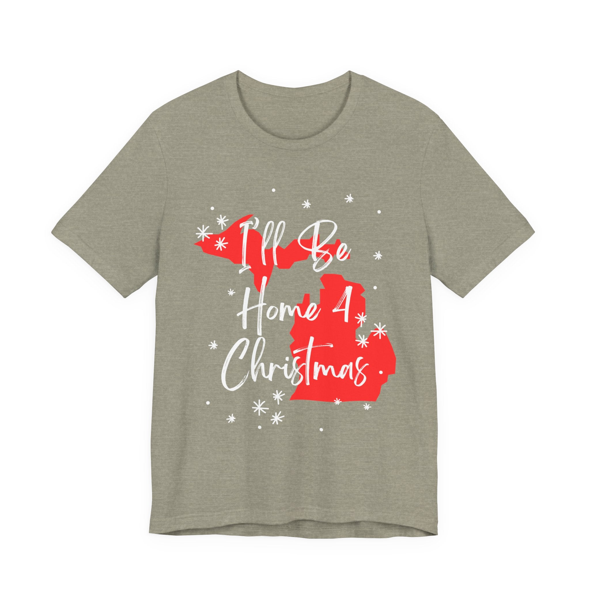 I'll Be Home For Christmas Michigan T Shirt, shirt color and fit view 2