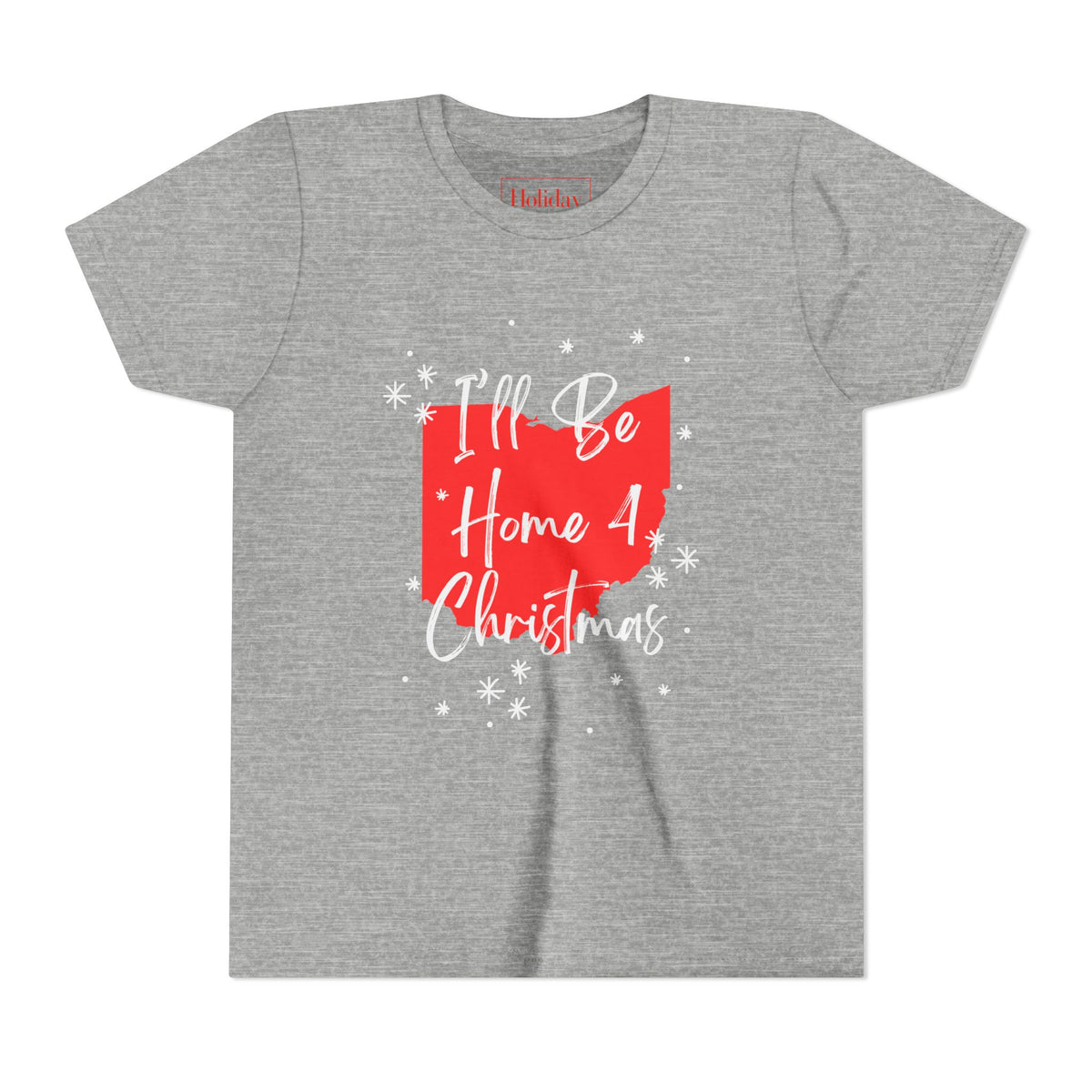 Youth Ohio, I'll Be Home For Christmas T Shirt, youth shirt color and fit view 2