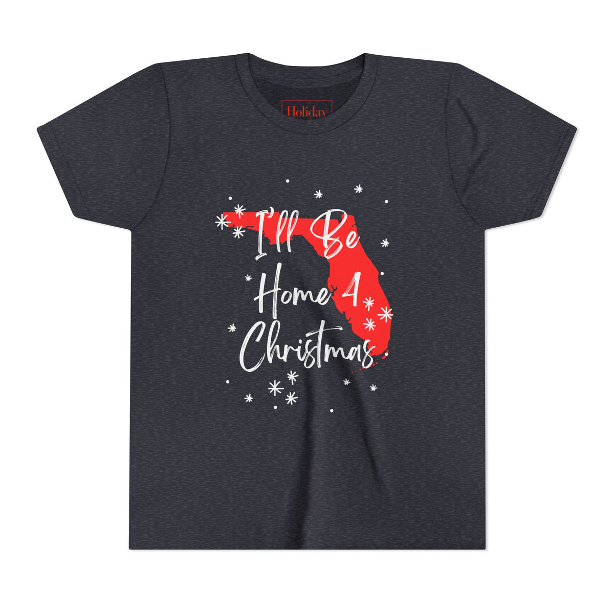 Youth Florida, I'll Be Home For Christmas T Shirt, youth shirt color and fit view 4