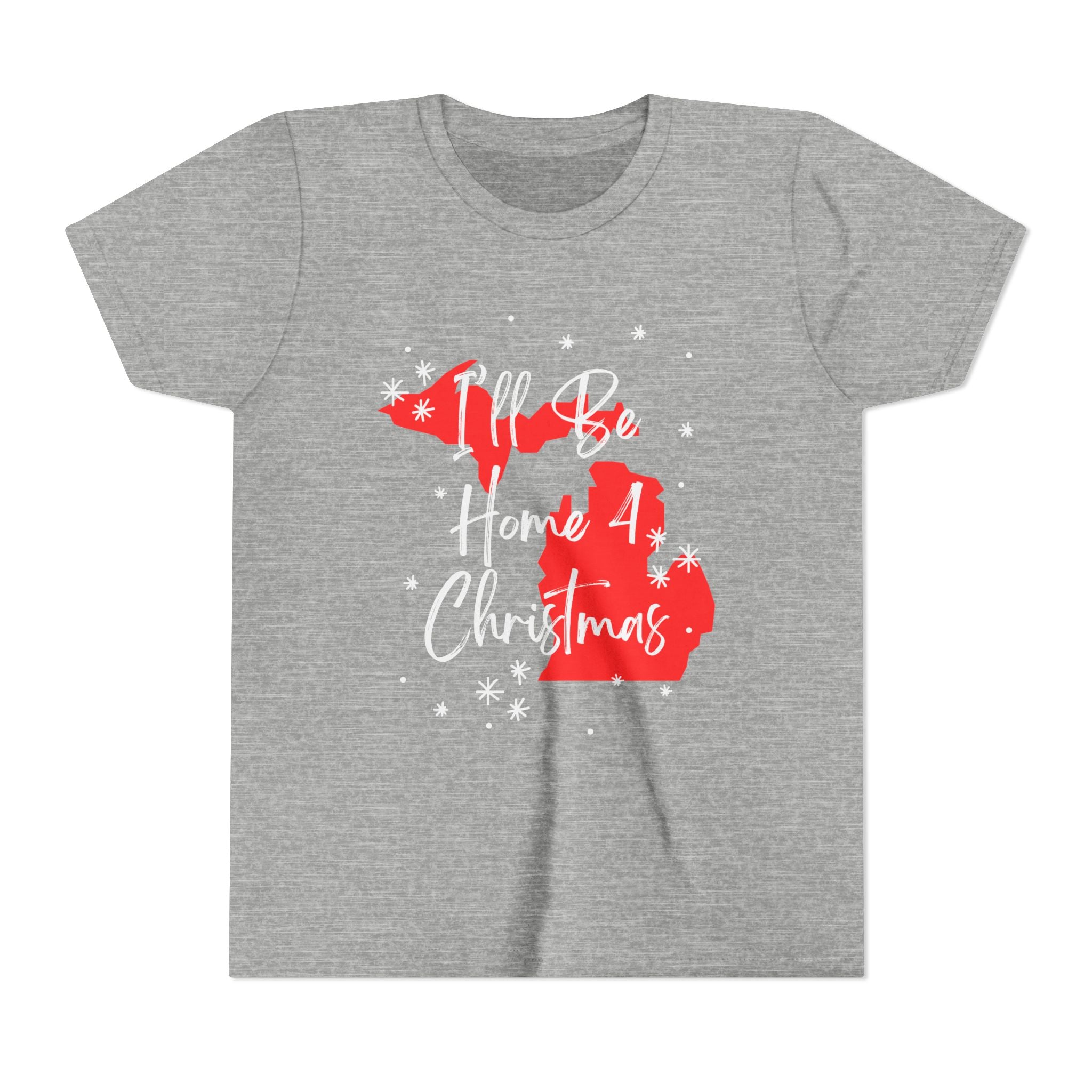 Youth Michigan, I'll Be Home For Christmas T Shirt, kids shirt color and fit view 2