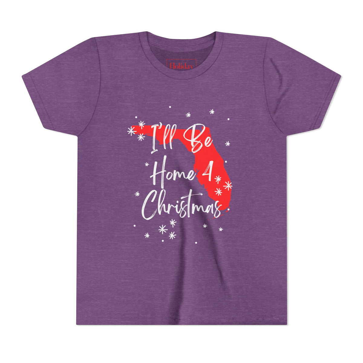 Youth Florida, I'll Be Home For Christmas T Shirt, youth shirt color and fit view 5