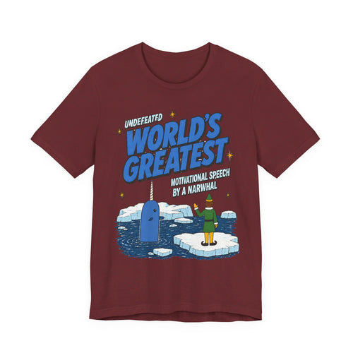 Buddy The Elf Narwhal Motivation T Shirt, shirt color and fit view 2