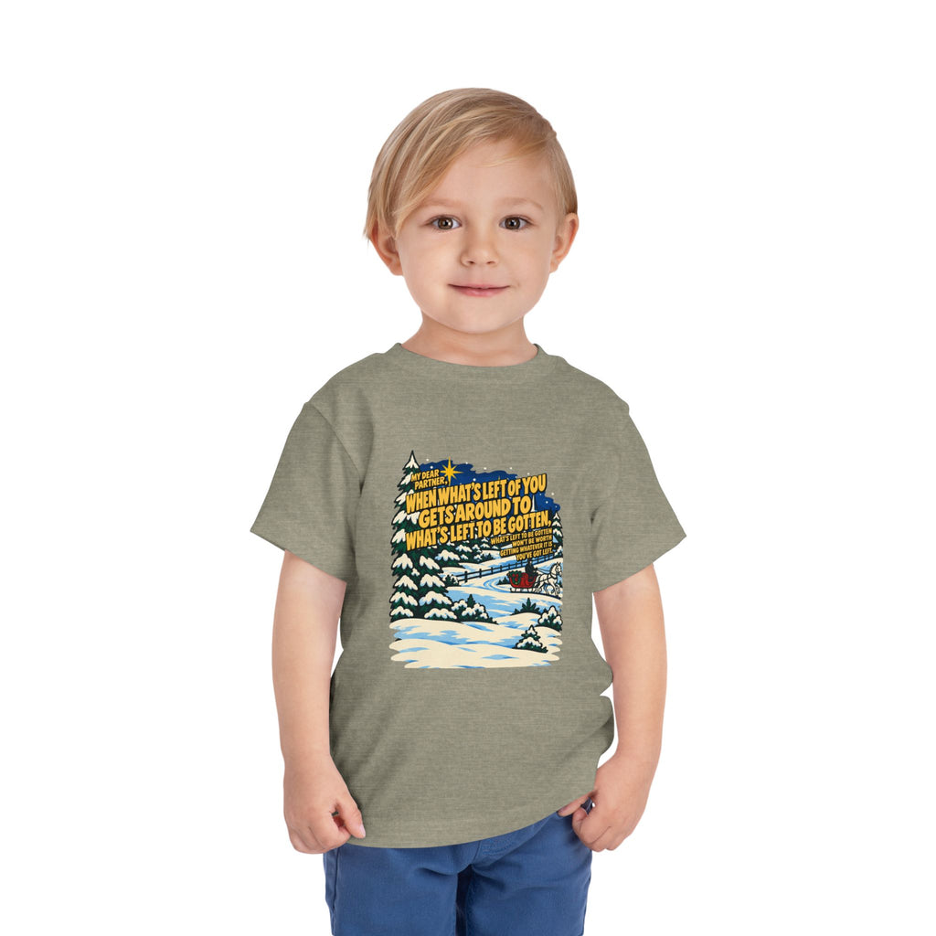 Toddler White Christmas Quote T-Shirt, apparel product mockup 8