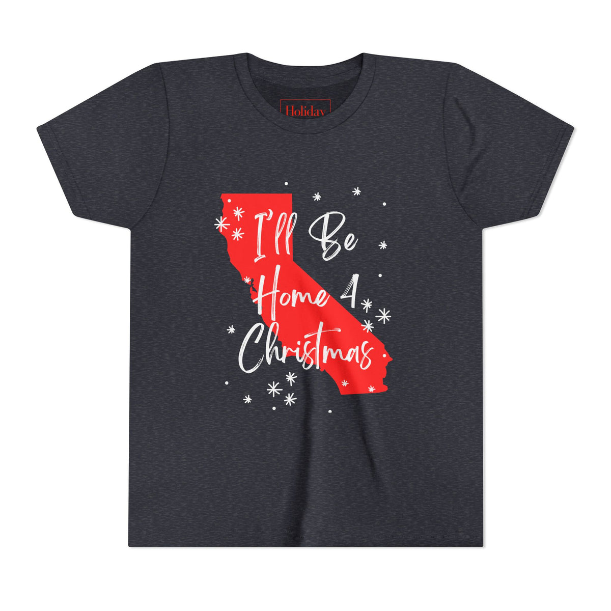 Youth California, I'll Be Home For Christmas T Shirt, youth shirt color and fit view 4