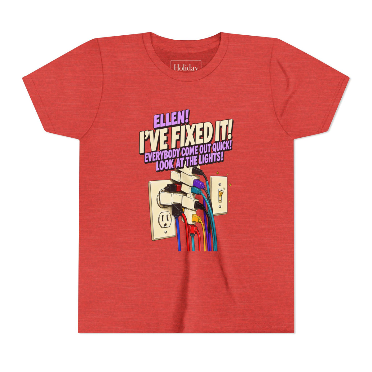 Youth "Ellen! I’ve Fixed It!" Funny Christmas Vacation T Shirt, youth shirt color and fit view 7