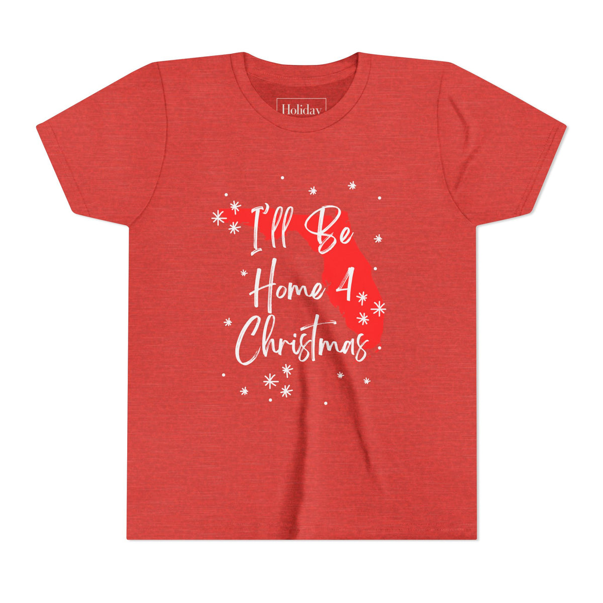 Youth Florida, I'll Be Home For Christmas T Shirt, youth shirt color and fit view 6