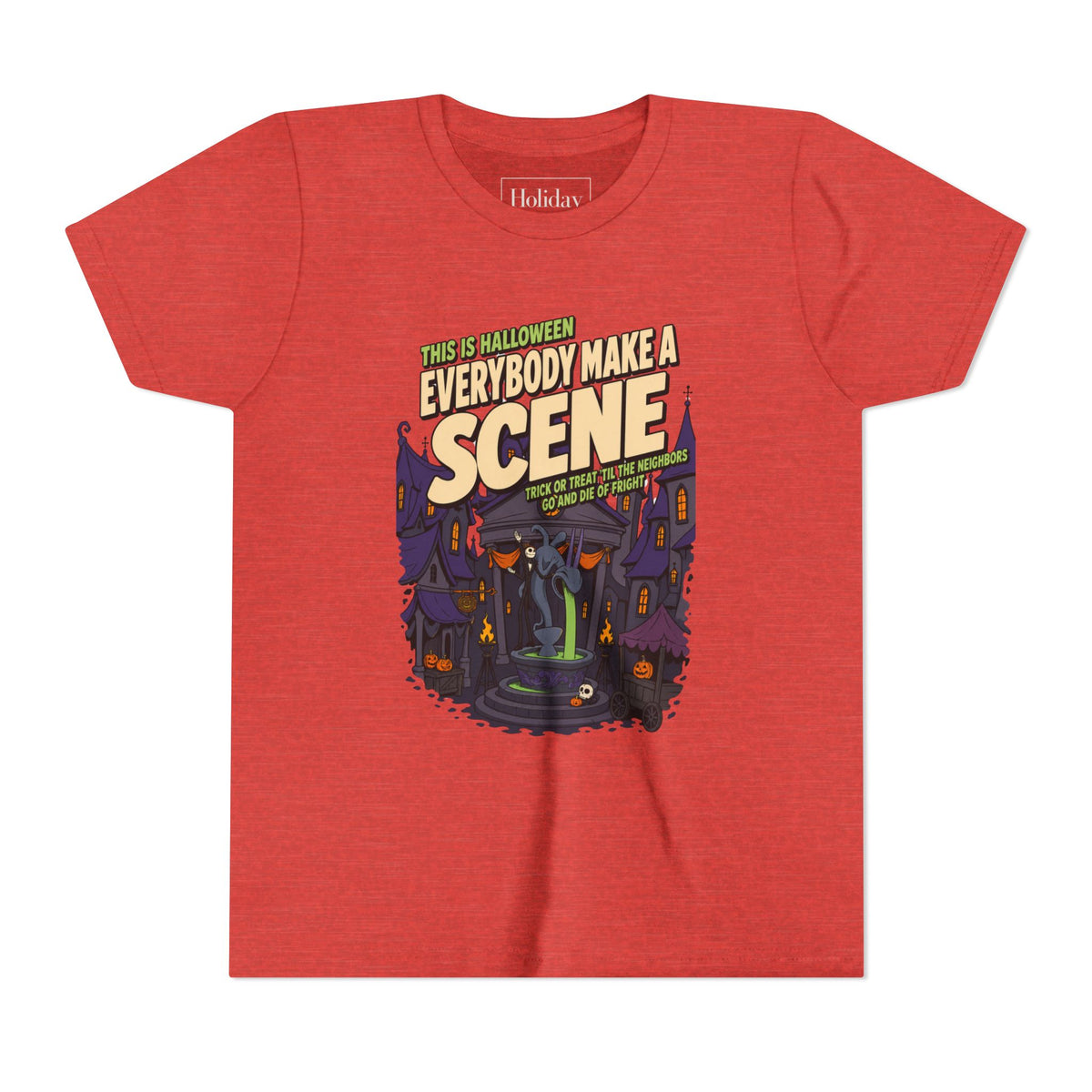 Youth Nightmare Before Christmas Halloween Town T Shirt, youth shirt color and fit view 7