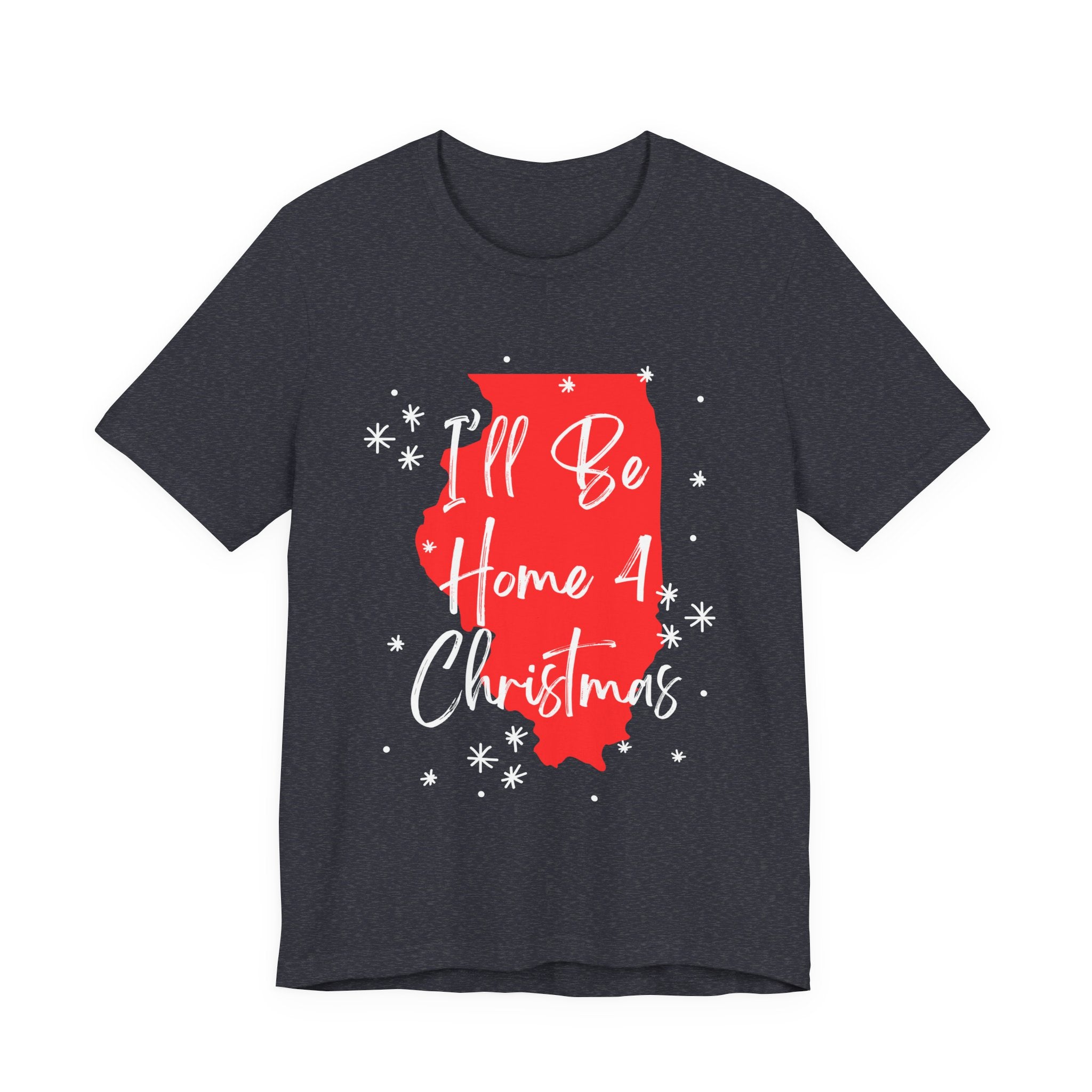 Illinois, I'll Be Home For Christmas T Shirt, shirt color and fit view 3