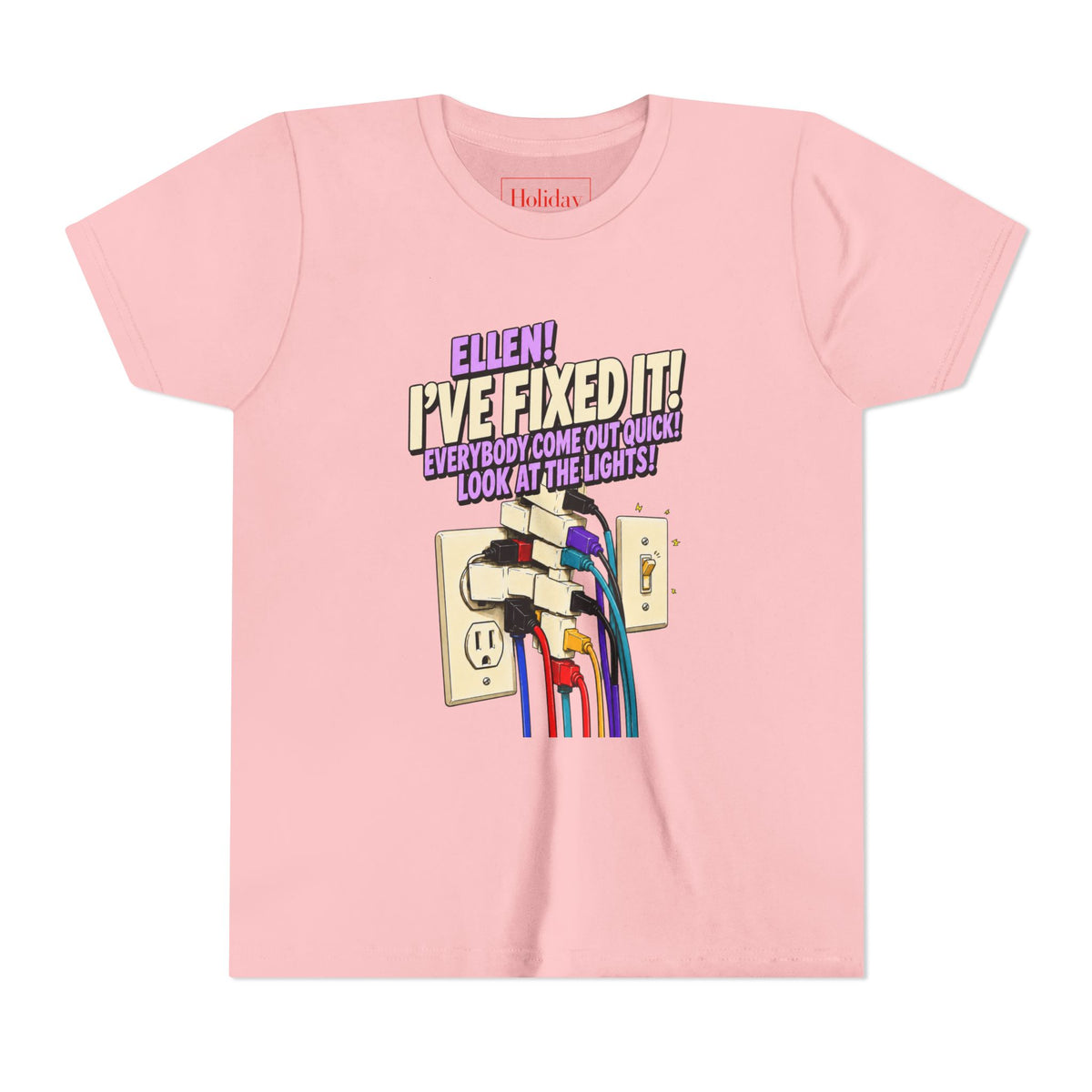 Youth "Ellen! I’ve Fixed It!" Funny Christmas Vacation T Shirt, youth shirt color and fit view 2