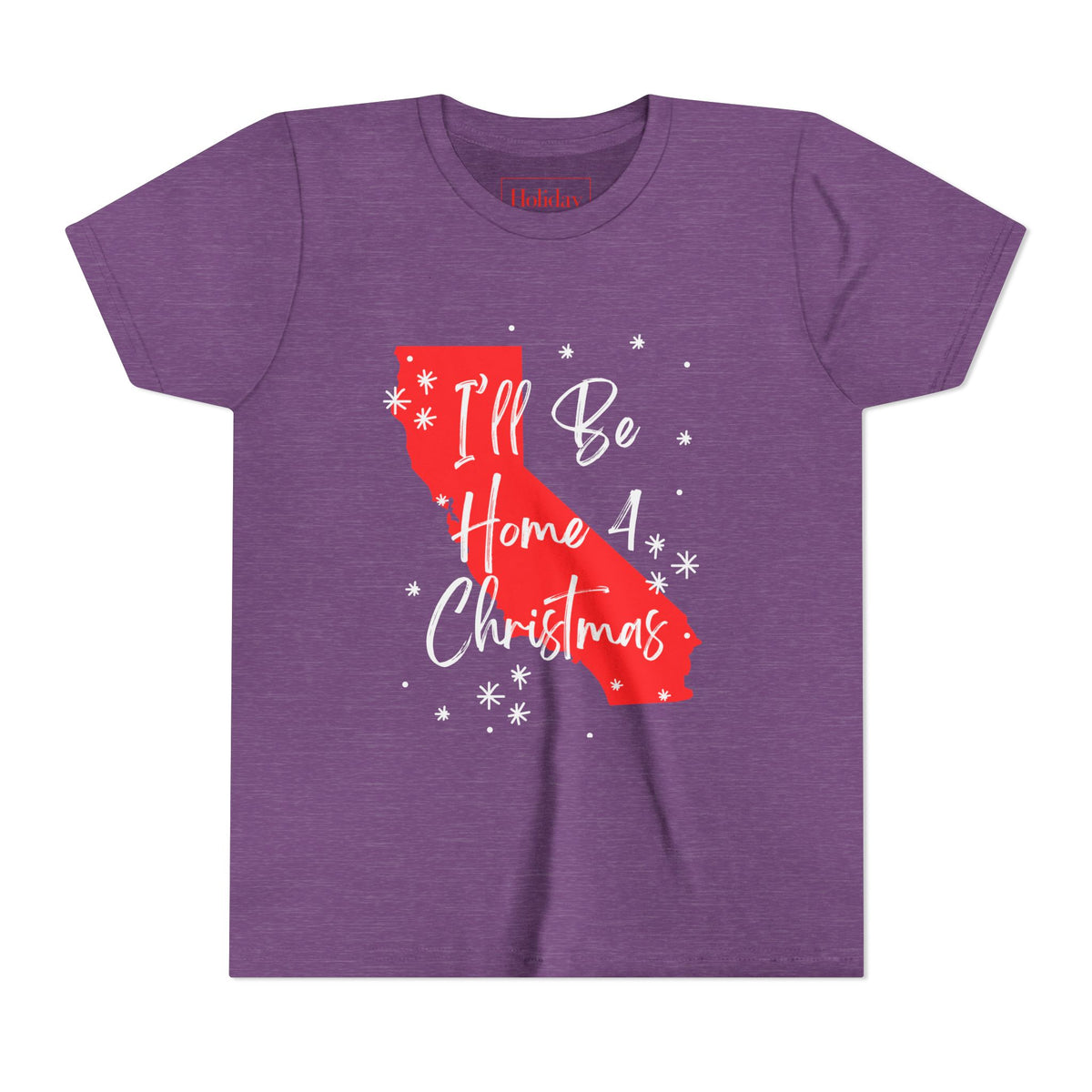 Youth California, I'll Be Home For Christmas T Shirt, youth shirt color and fit view 5
