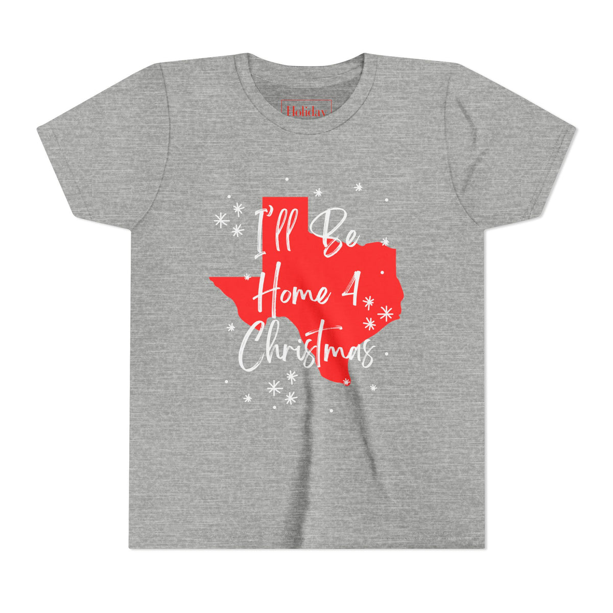 Youth Texas, I'll Be Home For Christmas T Shirt, youth shirt color and fit view 2
