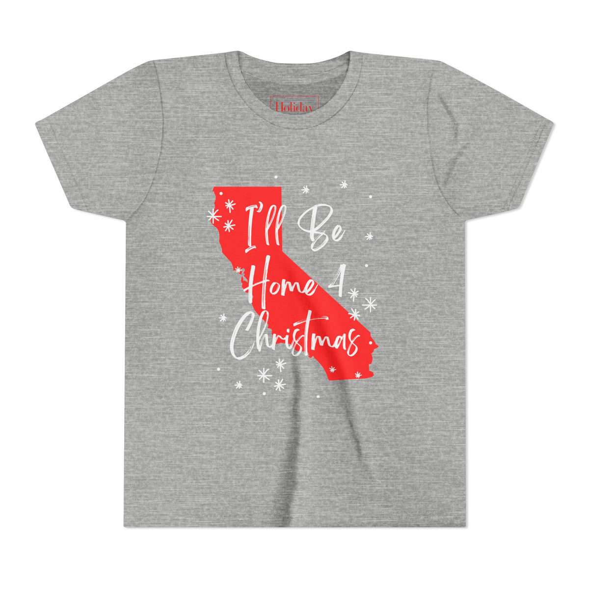 Youth California, I'll Be Home For Christmas T Shirt, youth shirt color and fit view 2