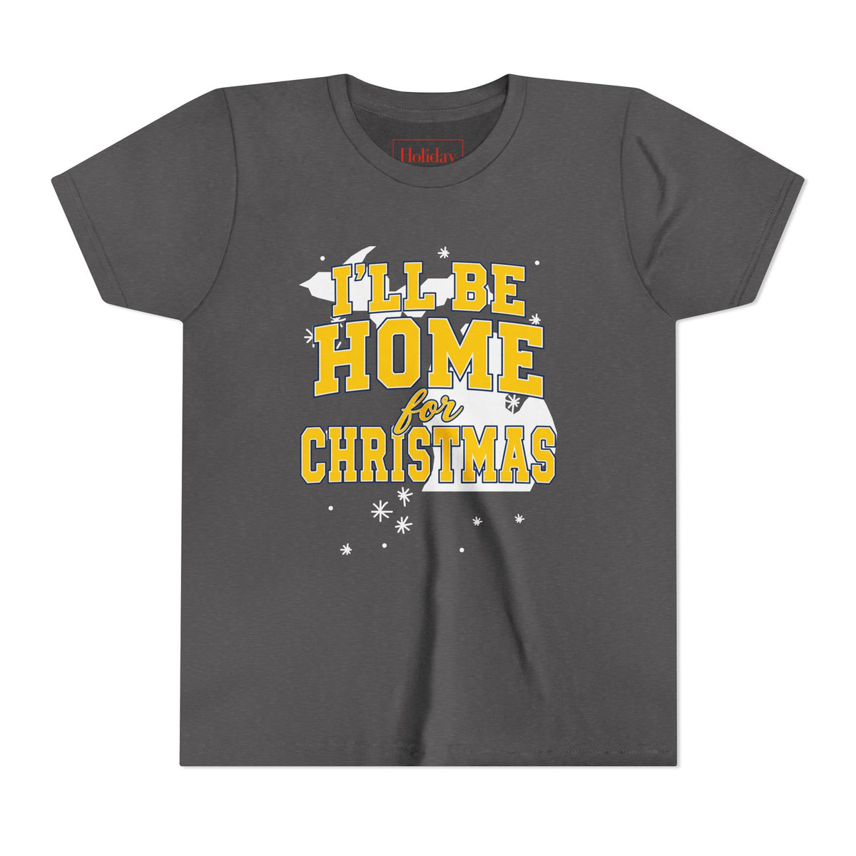 Youth Michigan I'll Be Home For Christmas Maize & Blue T-Shirt