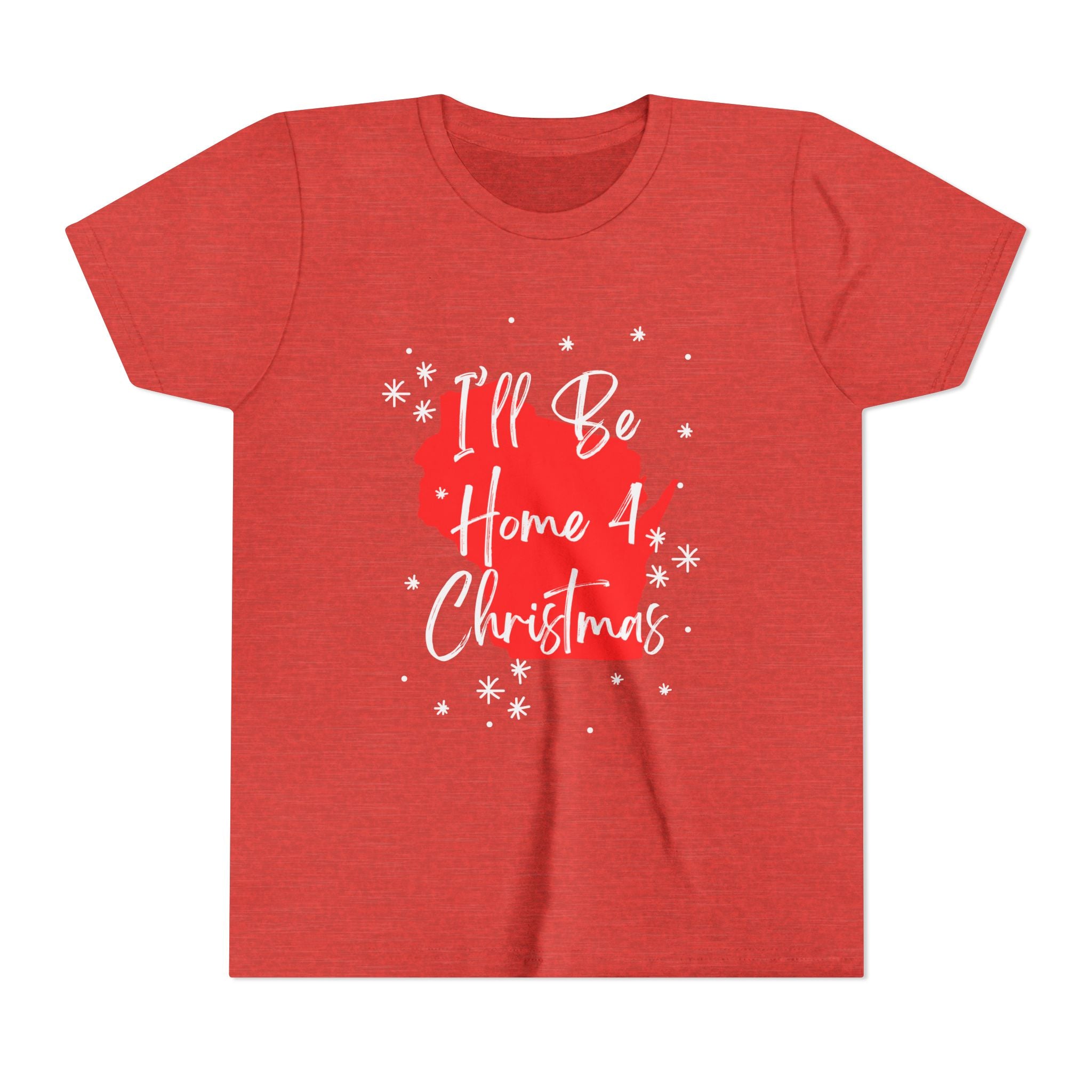 Youth Wisconsin, I'll Be Home For Christmas T Shirt by Holiday Fun, alternate product view 6