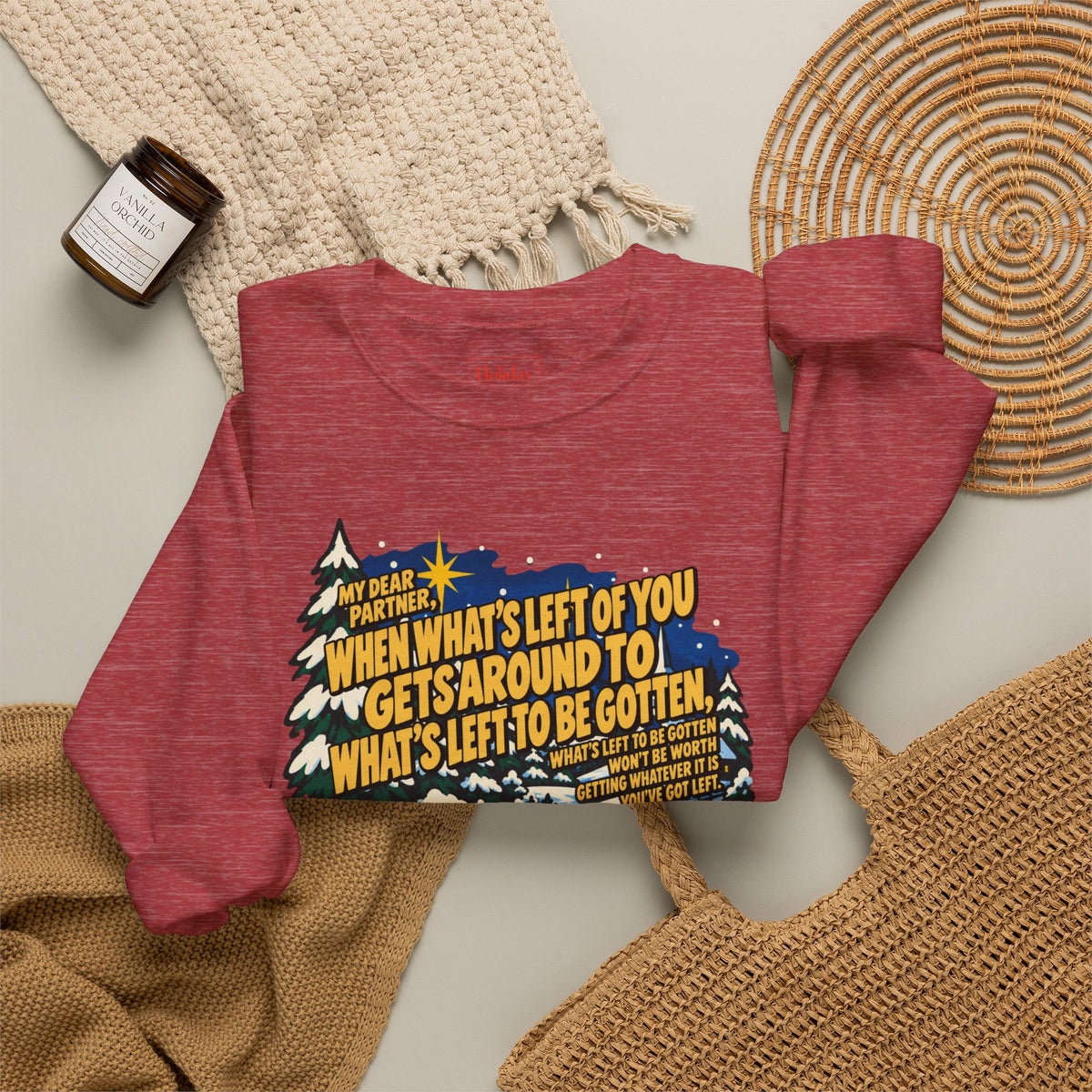 White Christmas Quote Crewneck Sweatshirt, apparel product mockup 11