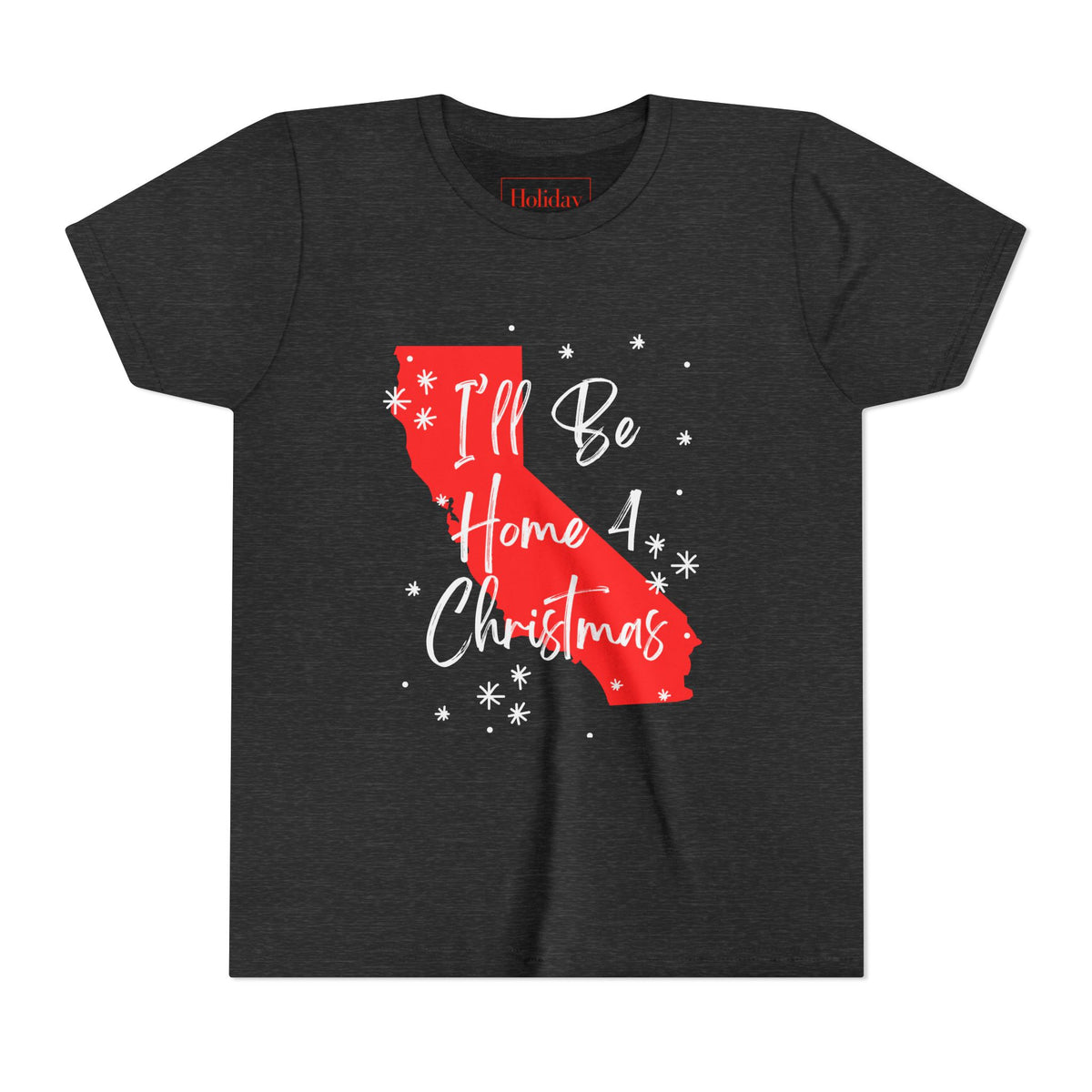 Youth California, I'll Be Home For Christmas T Shirt, youth shirt color and fit view 3