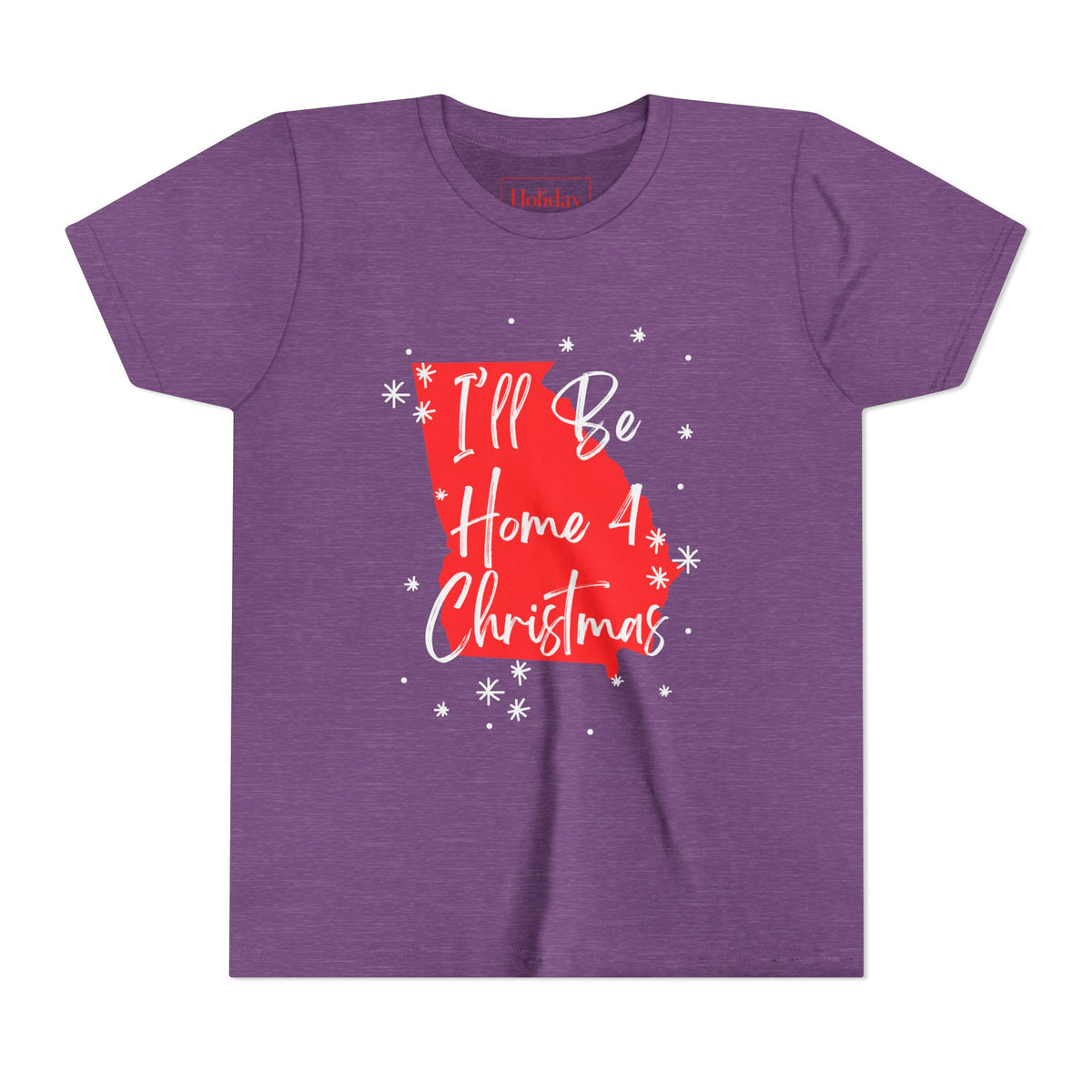 Youth Georgia, I'll Be Home For Christmas T Shirt, youth shirt color and fit view 5