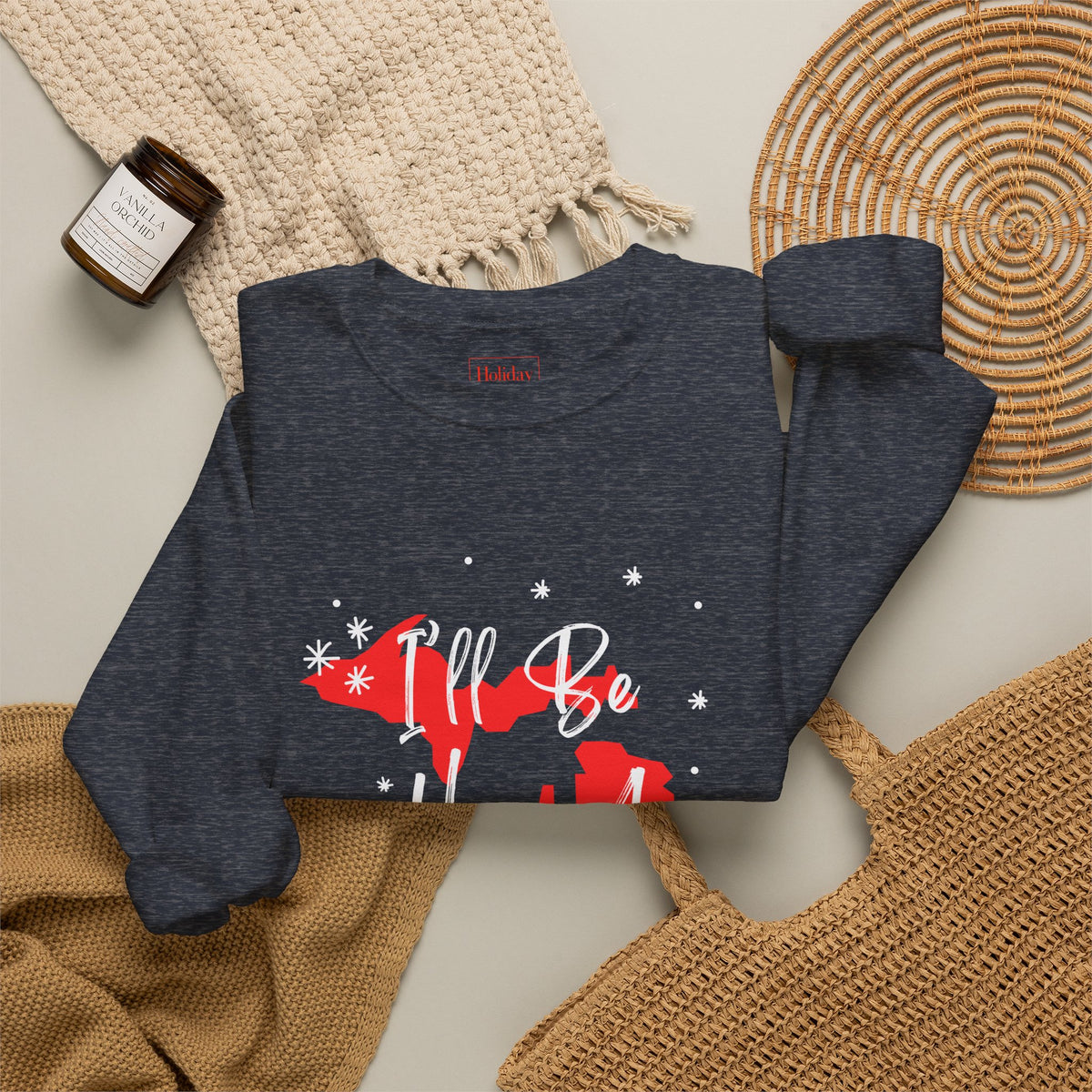 Michigan, I'll Be Home For Christmas Crew Neck Sweatshirt