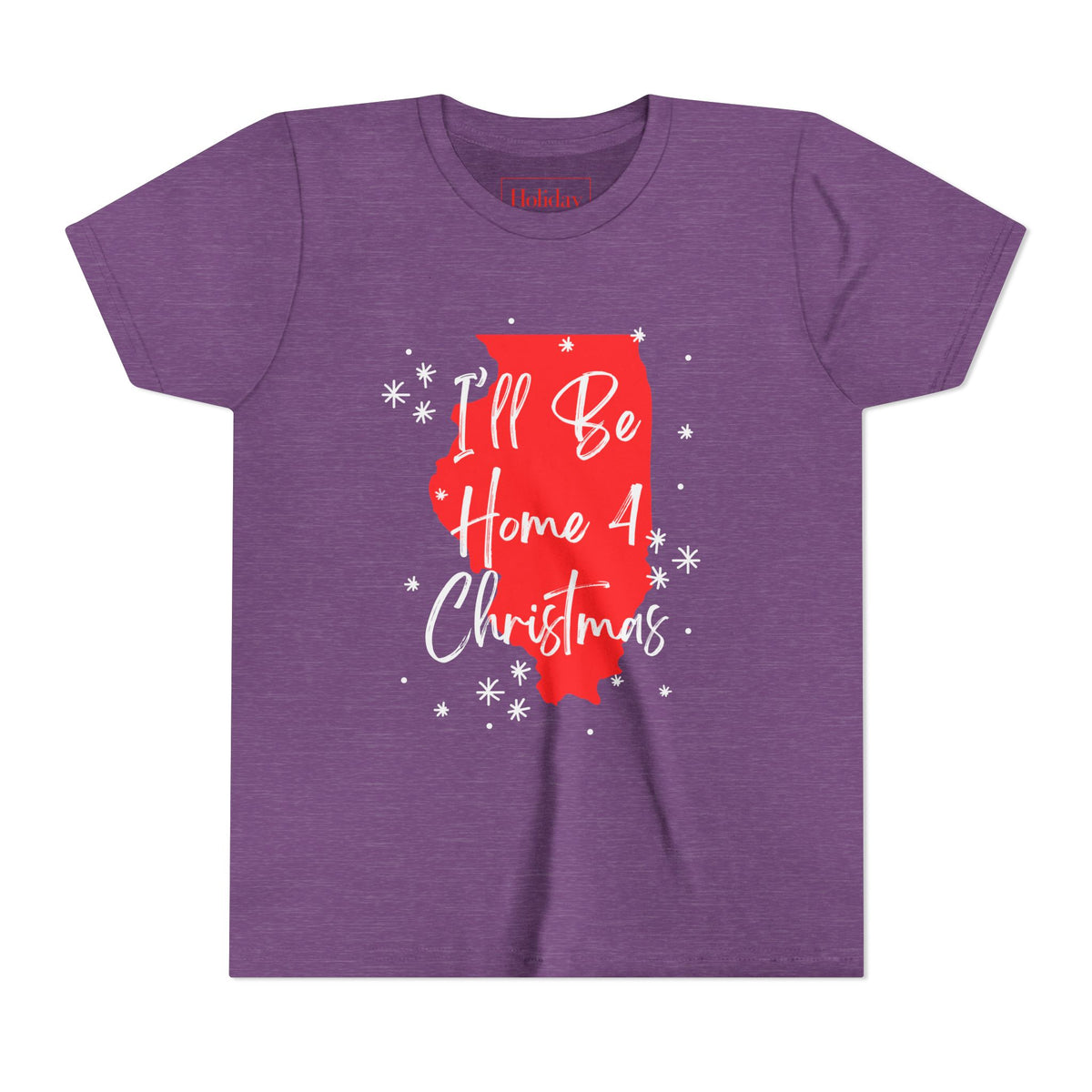 Youth Illinois, I'll Be Home For Christmas T Shirt, youth shirt color and fit view 5