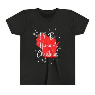 Youth Wisconsin, I'll Be Home For Christmas T Shirt